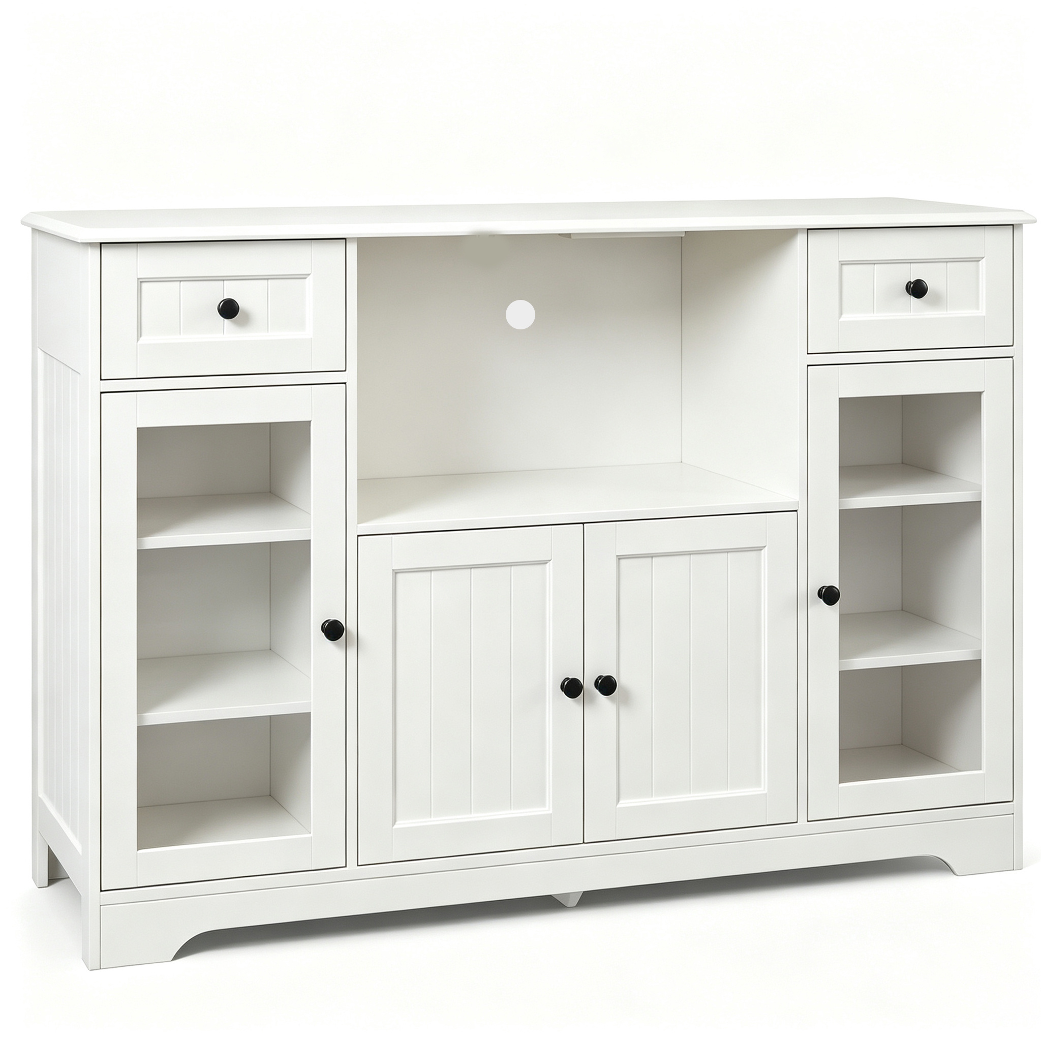 Image of Kitchen Sideboard 120x40x82 Cm With Divided Storage Space, Acrylic Doors, White, Ap135