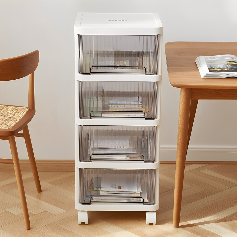 4 Layers Plastic Storage Drawers on Wheels