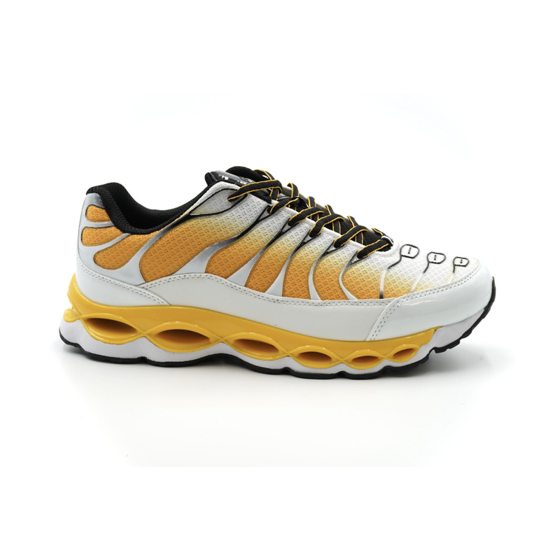 Image of Men's Sneaker C1001-37 White/yellow With Cushioned Sole