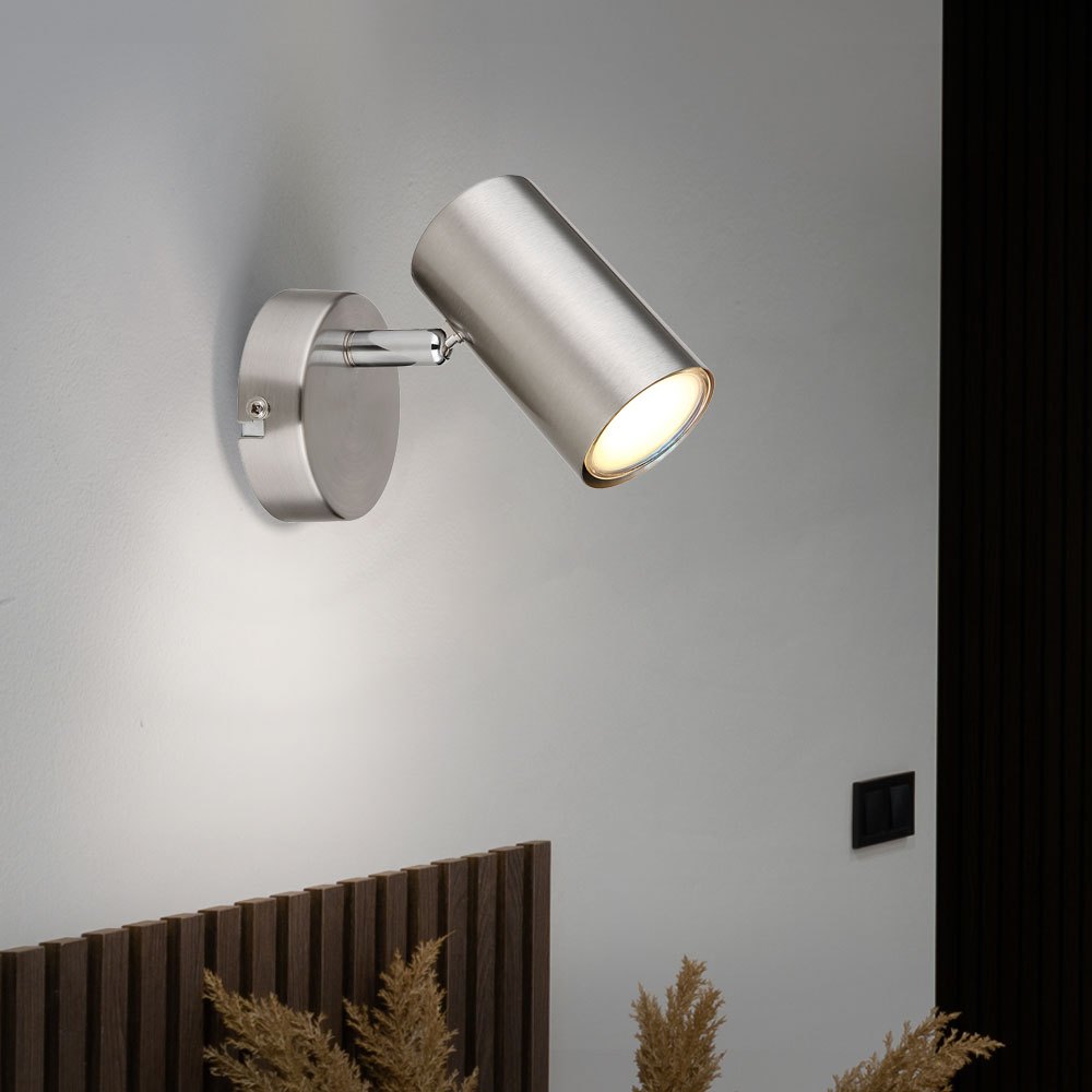 Image of Swivel Spot Wall Light, Adjustable Silver Wall Lamp For Hallway, Metal, Gu10 Socket, Dimensions Lxwxh 12x8x10 Cm
