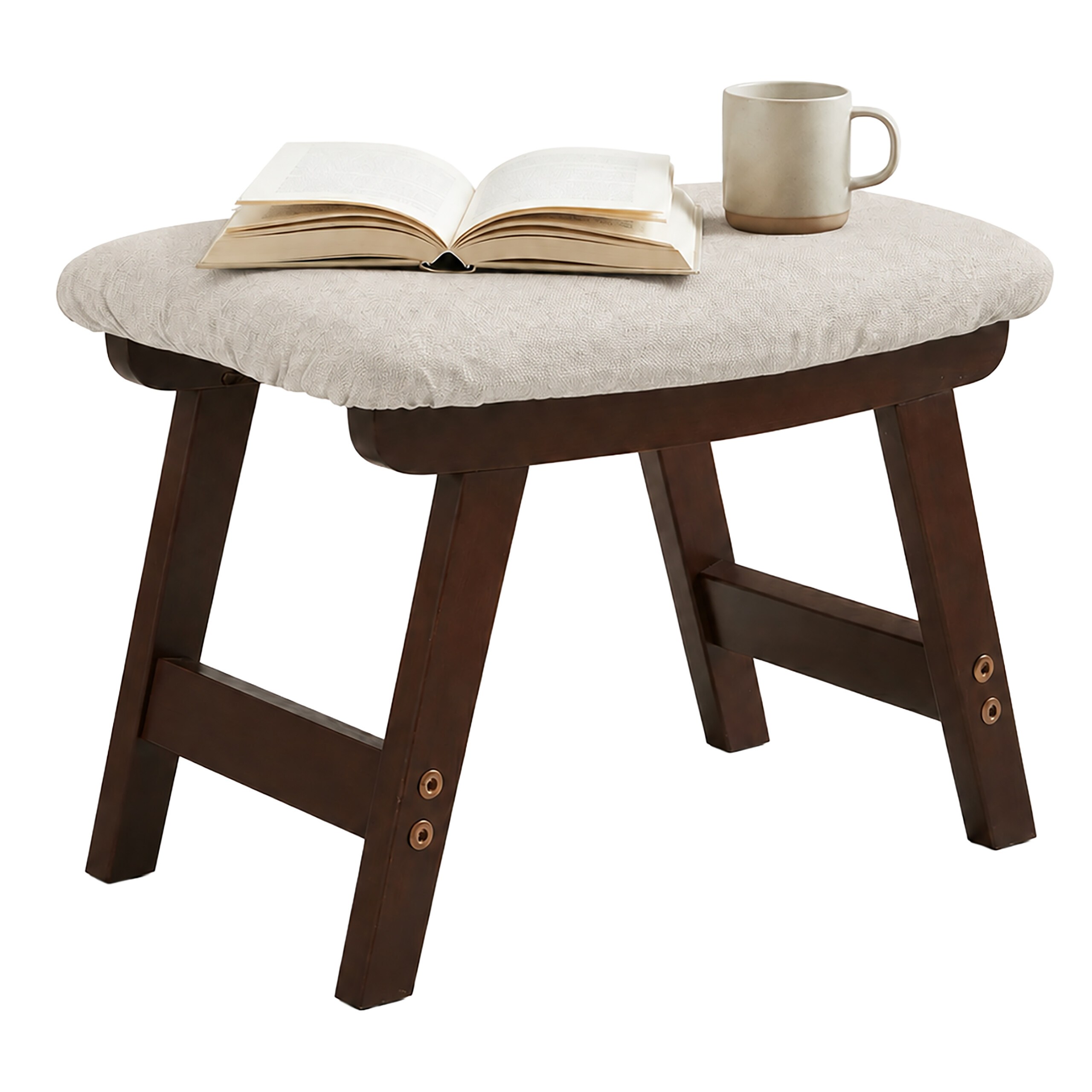 Image of Ottoman In Beige/brown - (w)40 X (h)29 X (d)25 Cm