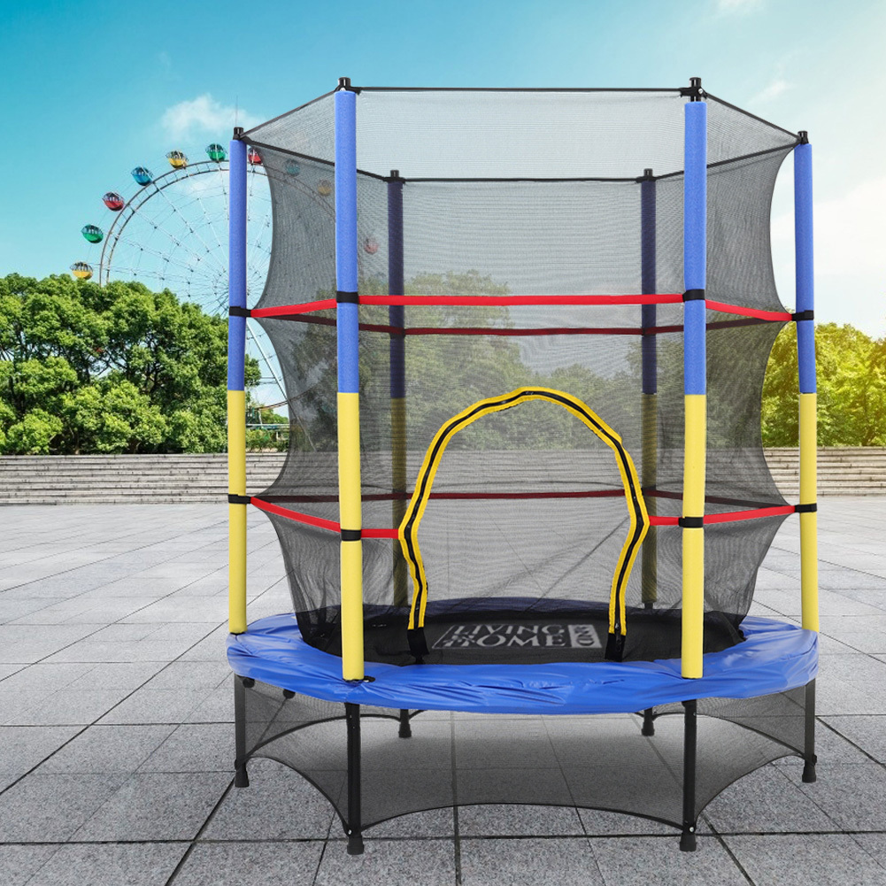 LIVINGANDHOME 4.5FT Trampoline with Enclosure Net and Steel Frame