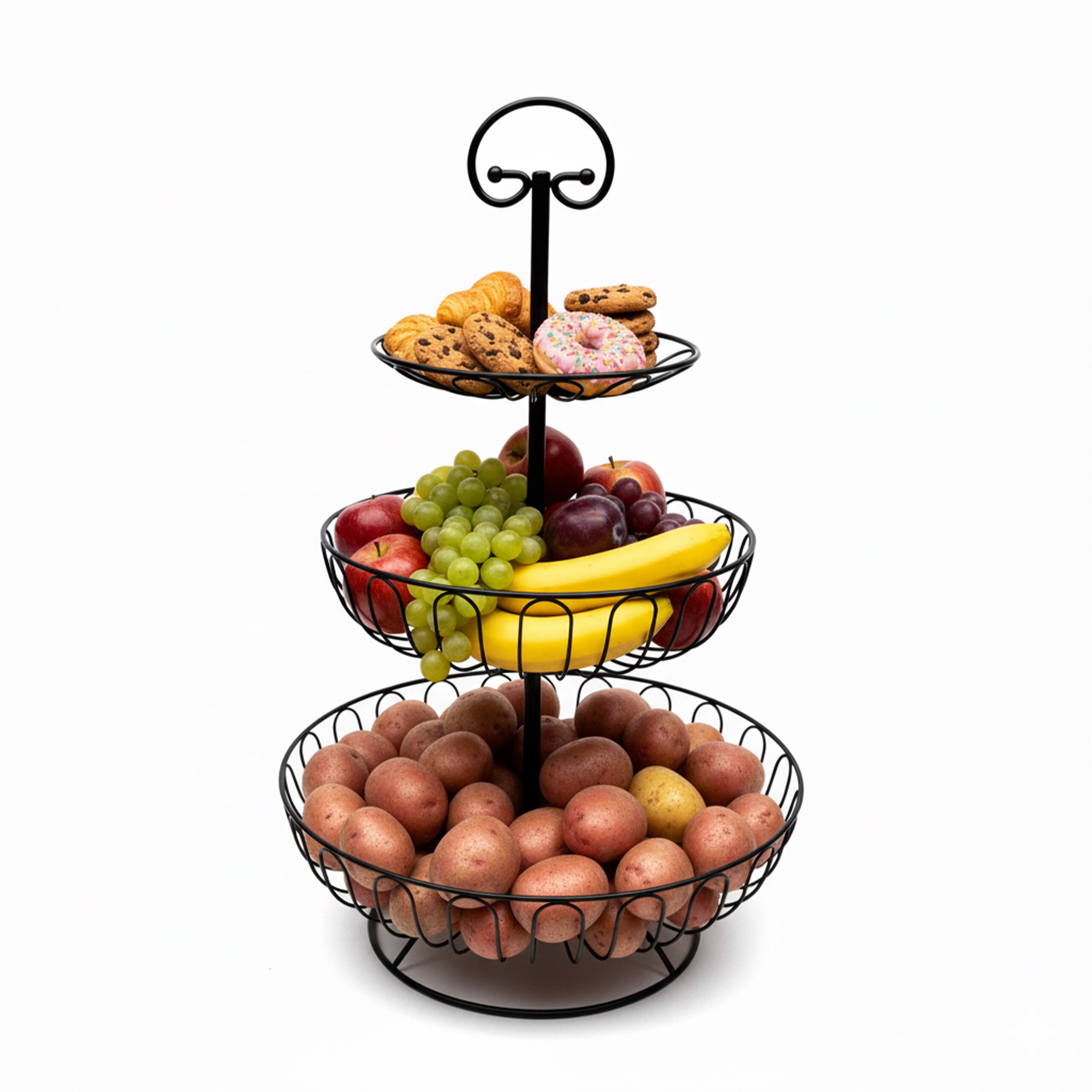 Fruit Shelf In Black - (h)47 X Ø 30 Cm
