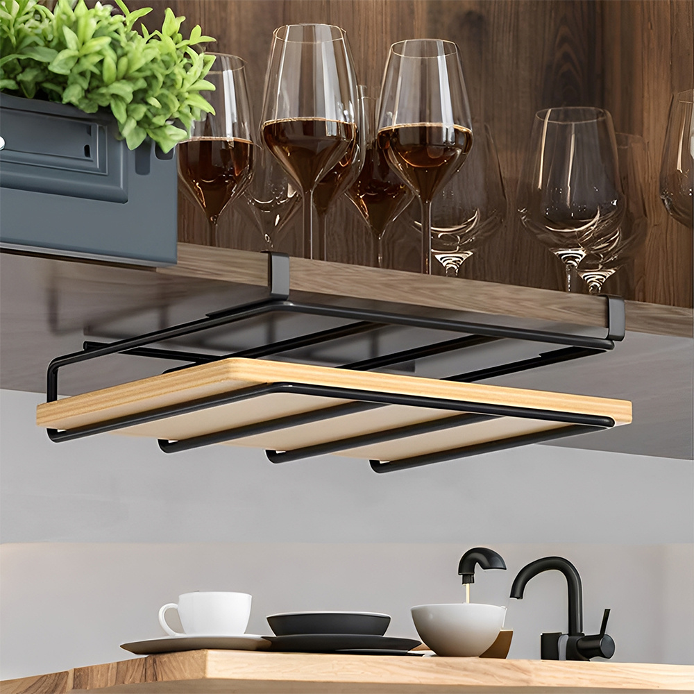 TEMU 1pc Black Single-layer, Non Perforated Carbon Steel Cutting Board Organizer, Pot Lid Holder, Pan Rack, Cupboard Door, Hanging Under Cabinet