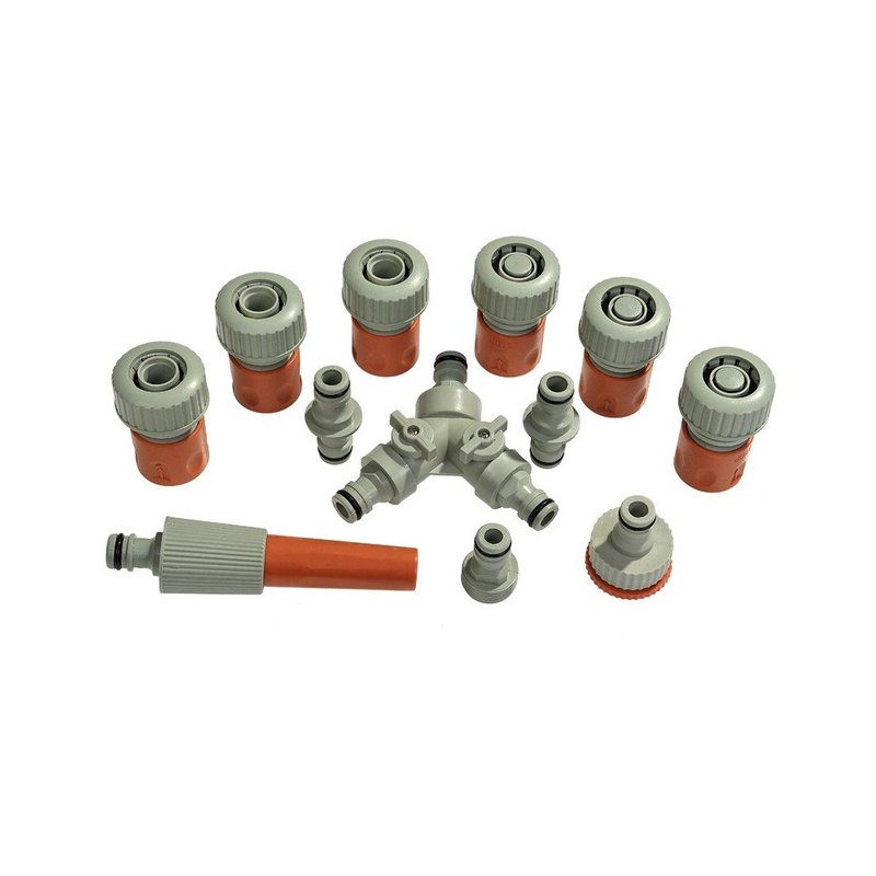 TEMU Kit d'arrosage 19 mm - 12 pièces - Raccords et connecteurs pour tuyau - Plastique et orange - 'irrigation rapide - JARDIN