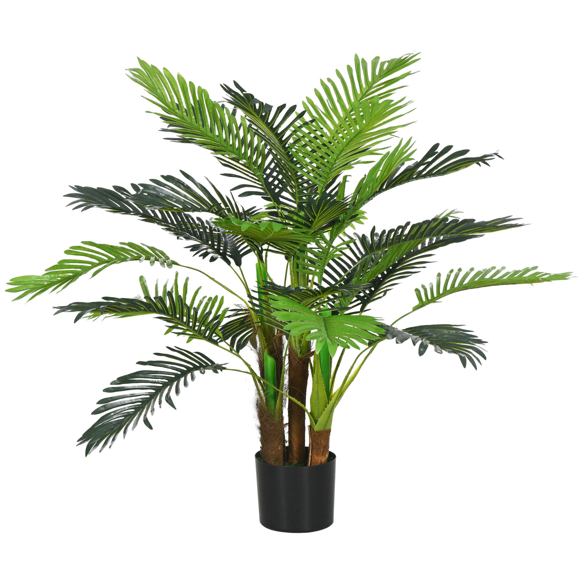 TEMU Outsunny Palmier Artificiel H.1 m Arbre Artificiel Tronc Branches Lichen Feuilles Grand réalisme Pot