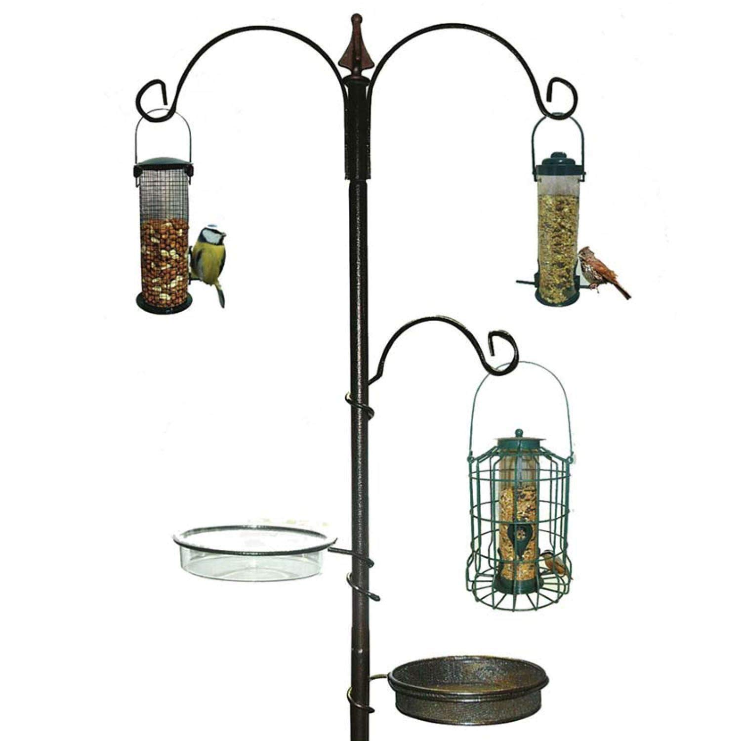 TEMU Metall Bird Feeding Station With 3 – Includes Water Bowl And Mesh Tray – Elegant Garden Wildlife Stand