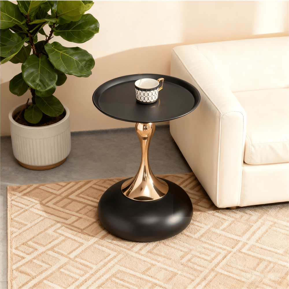 Image of Metal Side Table With Tray Design, High Bedside Table, Space-saving, Stable For Living Room Bedroom Home Office
