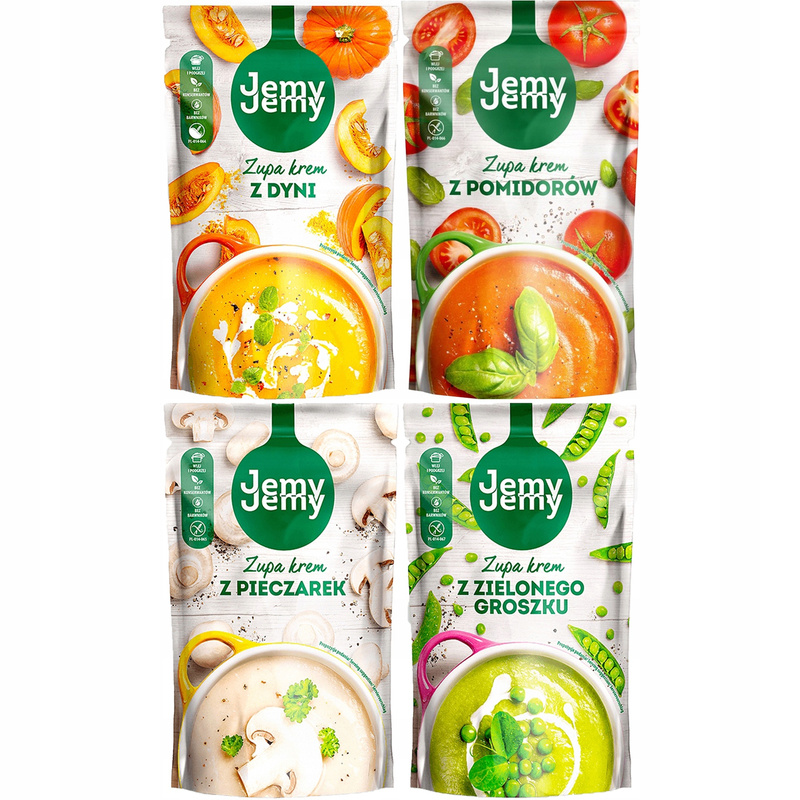 Jemyjemy Cream Soup 375g Mix: Pumpkin, Tomato, Green Pea, Mushroom
