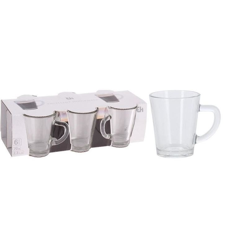 Stylish Coffee Espresso Glass 70ml Set - Drinkware Mug Cup Tumbler Washable Reusable Reuse Ceramic: retailer-supplied image