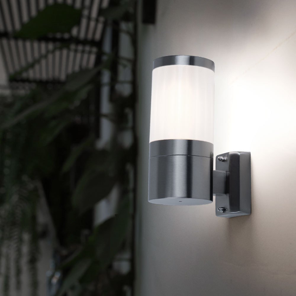 Image of Outdoor Wall Light Stainless Steel, Exterior Wall Lamp, Garden Wall Light, Silver White, Semi-circular, Metal Plastic, 1x E27, Dxhxw 10.2x24x15.5 Cm