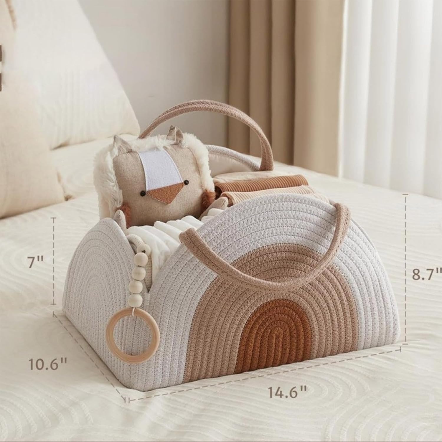 Cotton Rope Nappy Caddy Organizer with Dividers