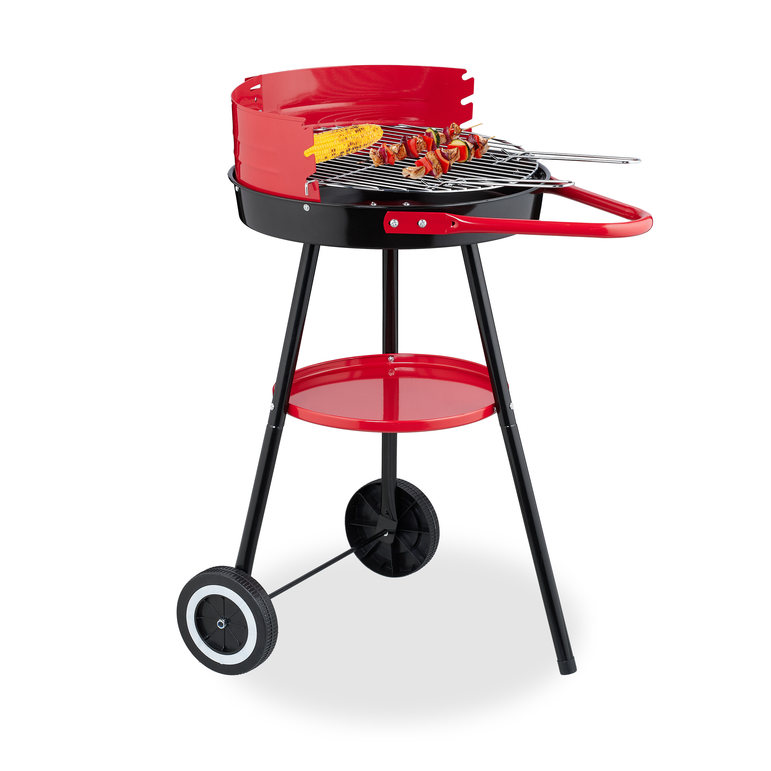 E-shop Holzkohlegrill in Schwarz/ Rot - Ø 42 cm