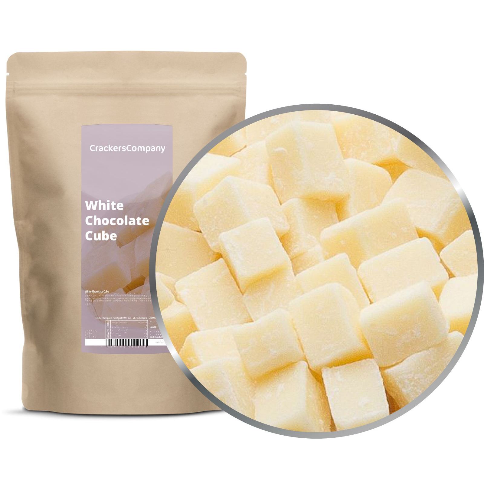 White Chocolate Cubes – 27% Cocoa Content – By Crackerscompany