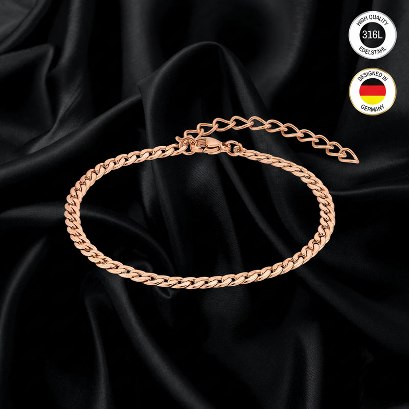 Ladies' Bracelet - Rose Gold Color - Armor Chain Design - Waterproof
