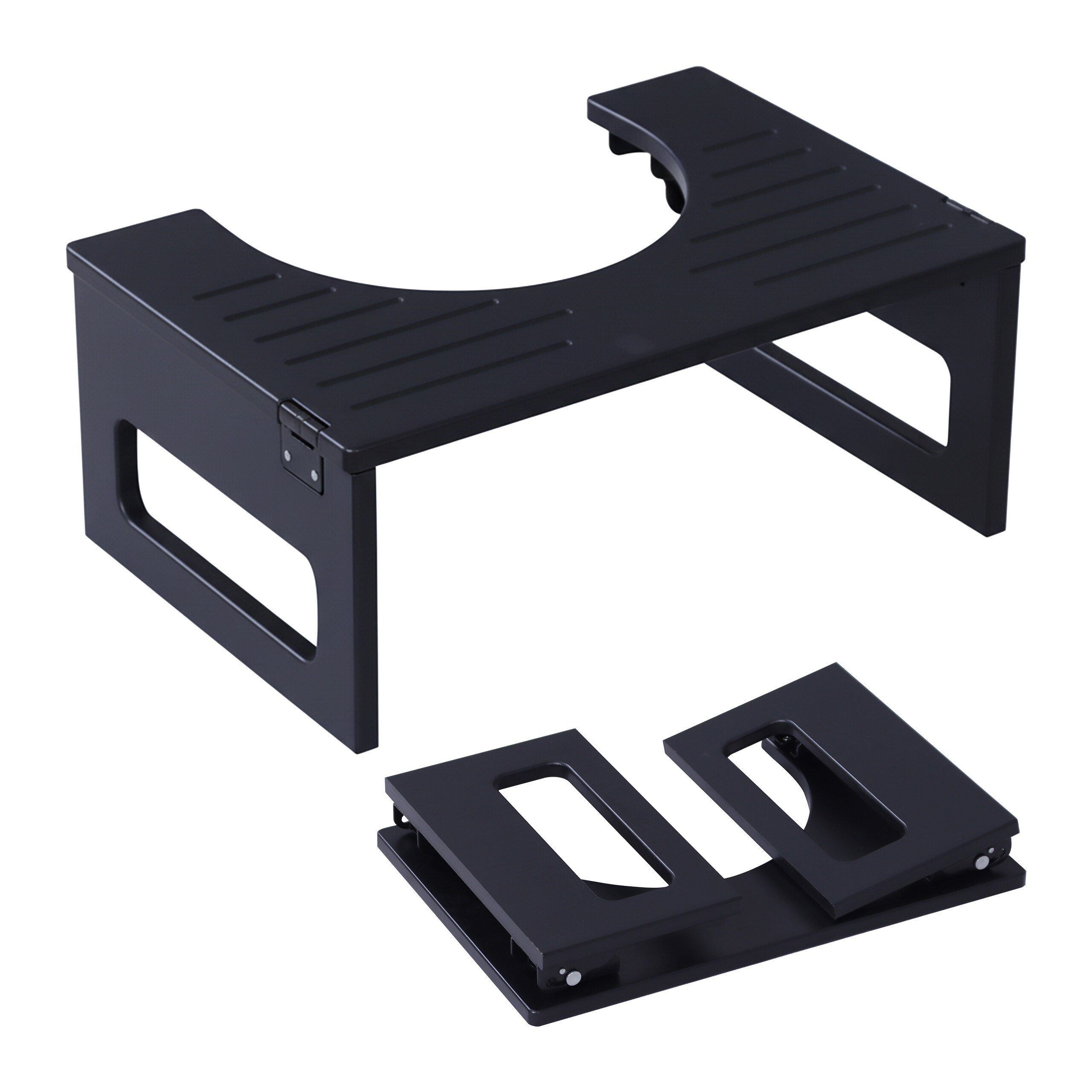 Black Toilet Stool - (w)43 X (h)18 X (d)27.5 Cm