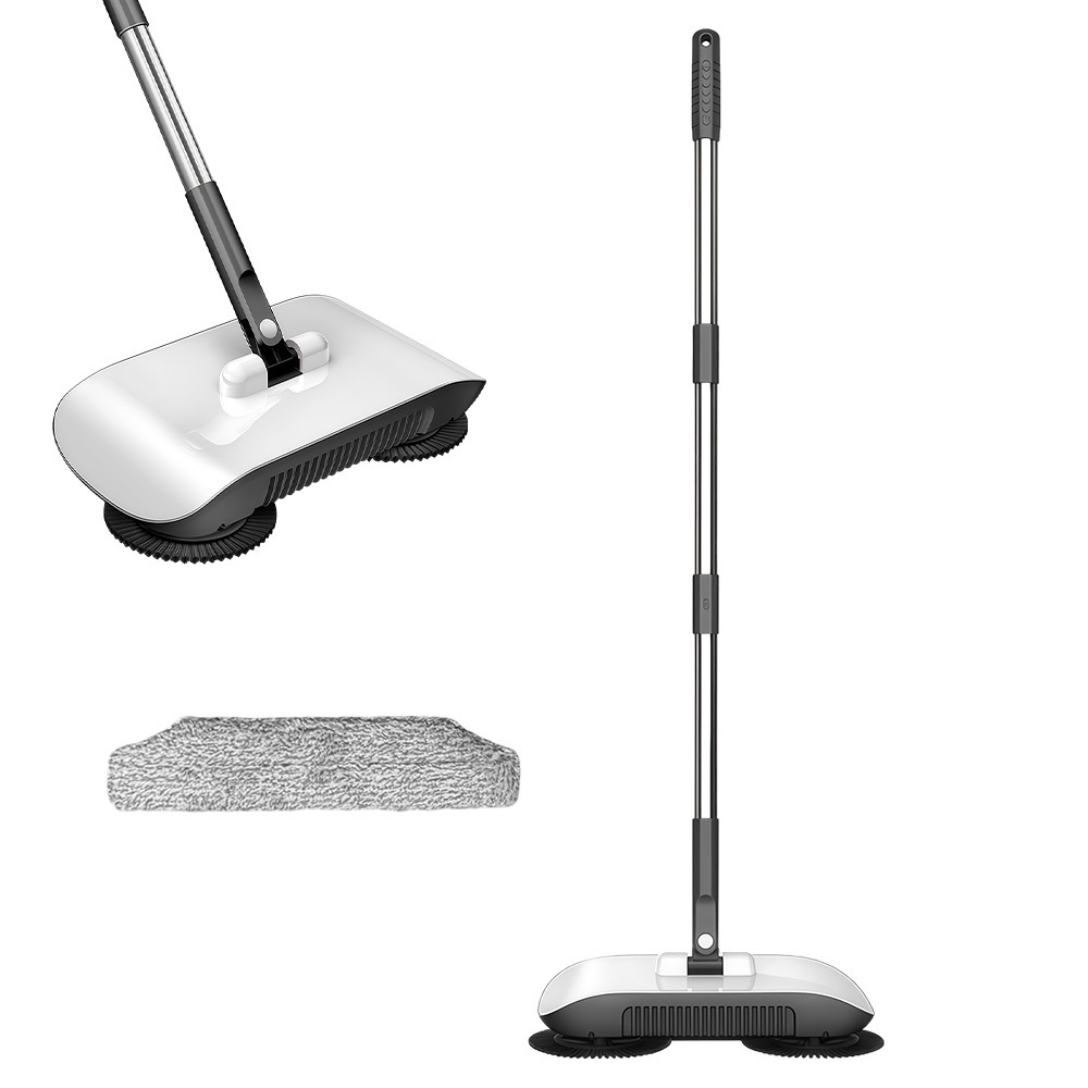 TEMU Cordless Hand Push Floor Sweeper, 2-in-1 Sweep & Mop Manual Cleaner With 180° Swivel Head, Ultra Thin Under Furniture Cleaning, Sealed Washable