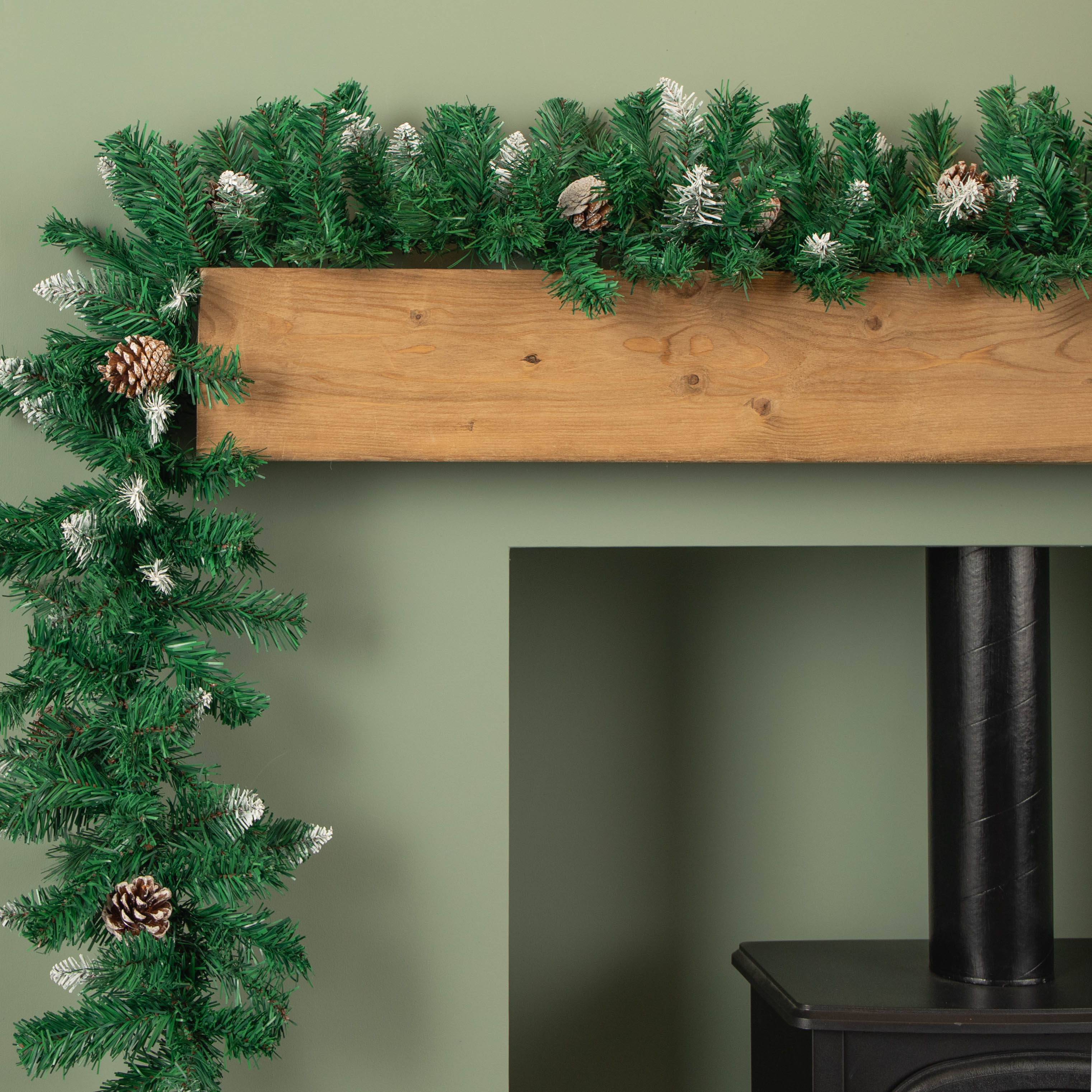 2.7m Snow Tipped Christmas Garland with Pine Cones and Mixed Needles - Samuel Alexander | TJ Hughes