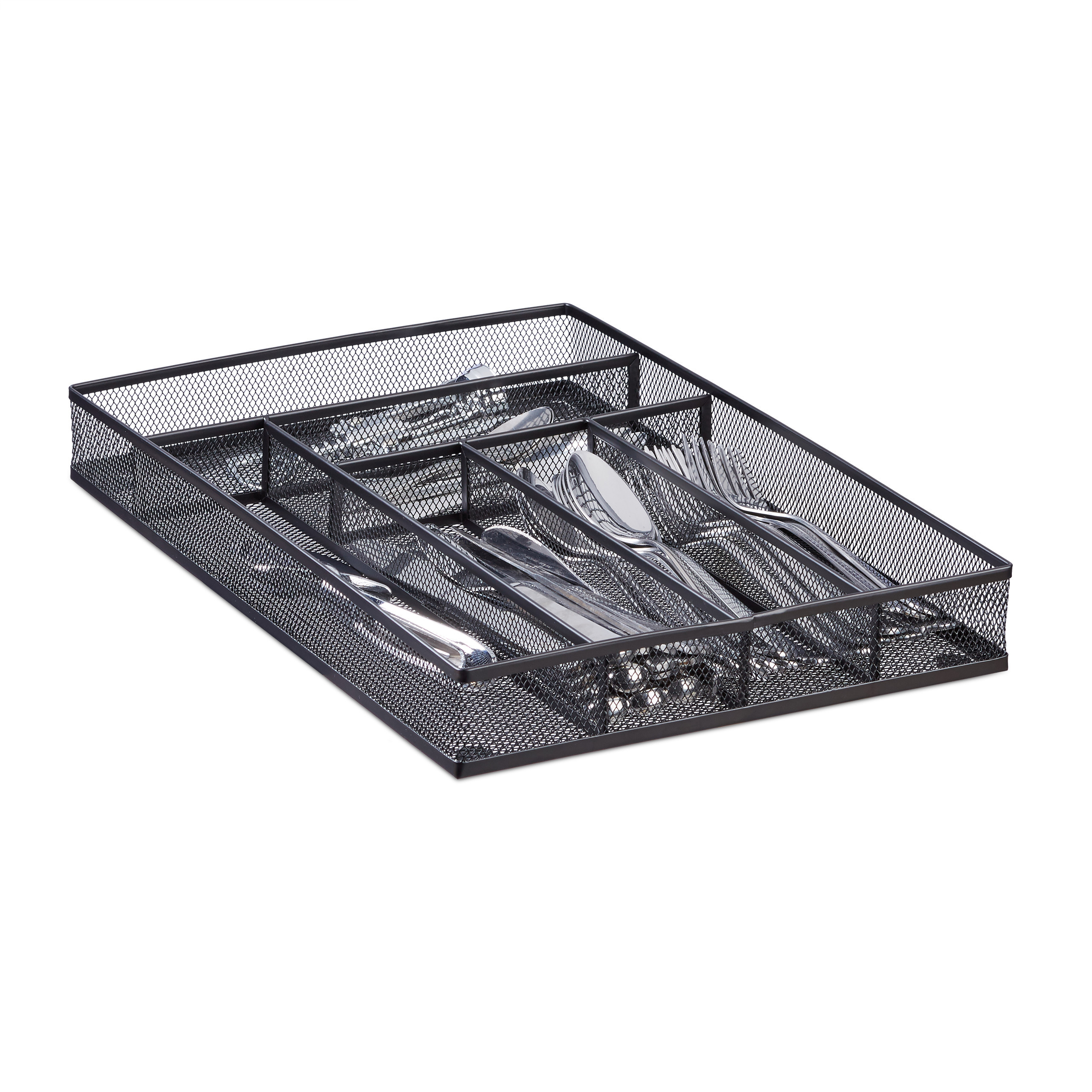 Cutlery Box In Black - (w)28.6 X (h)5.1 X (d)40.6 Cm