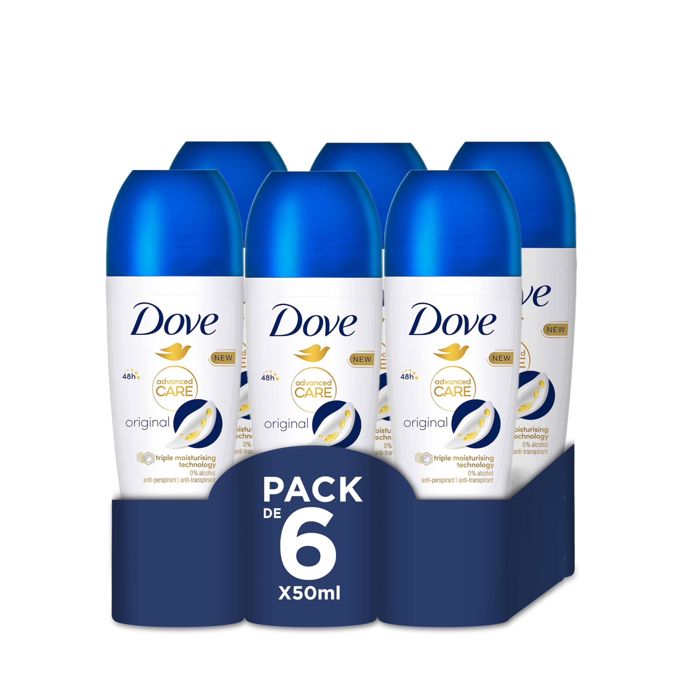 TEMU Dove Desodorante 48h Alcohol para Mujer, con Aceite Nutritivoy Antitranspirante, Pack de 6 x 50 ml