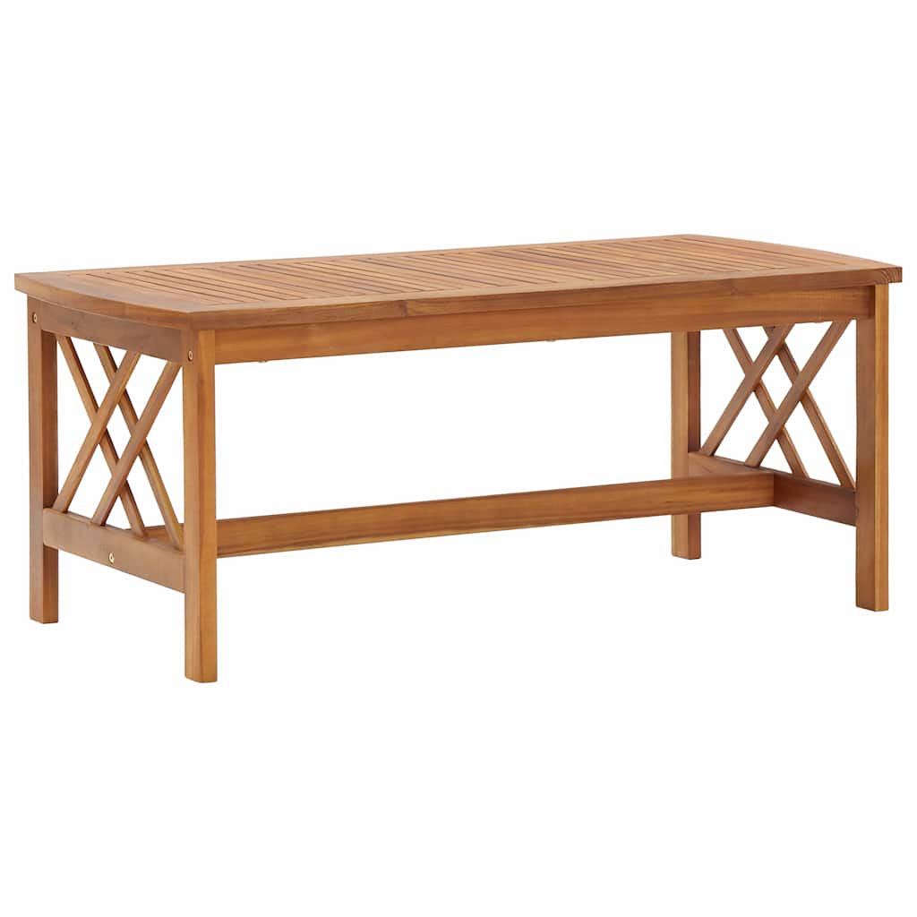 Image of Solid Acacia Wood Coffee Table Garden Table Side Table Balcony Table Wooden Table Tea Table Terrace Table Lounge Table 102x50x43cm