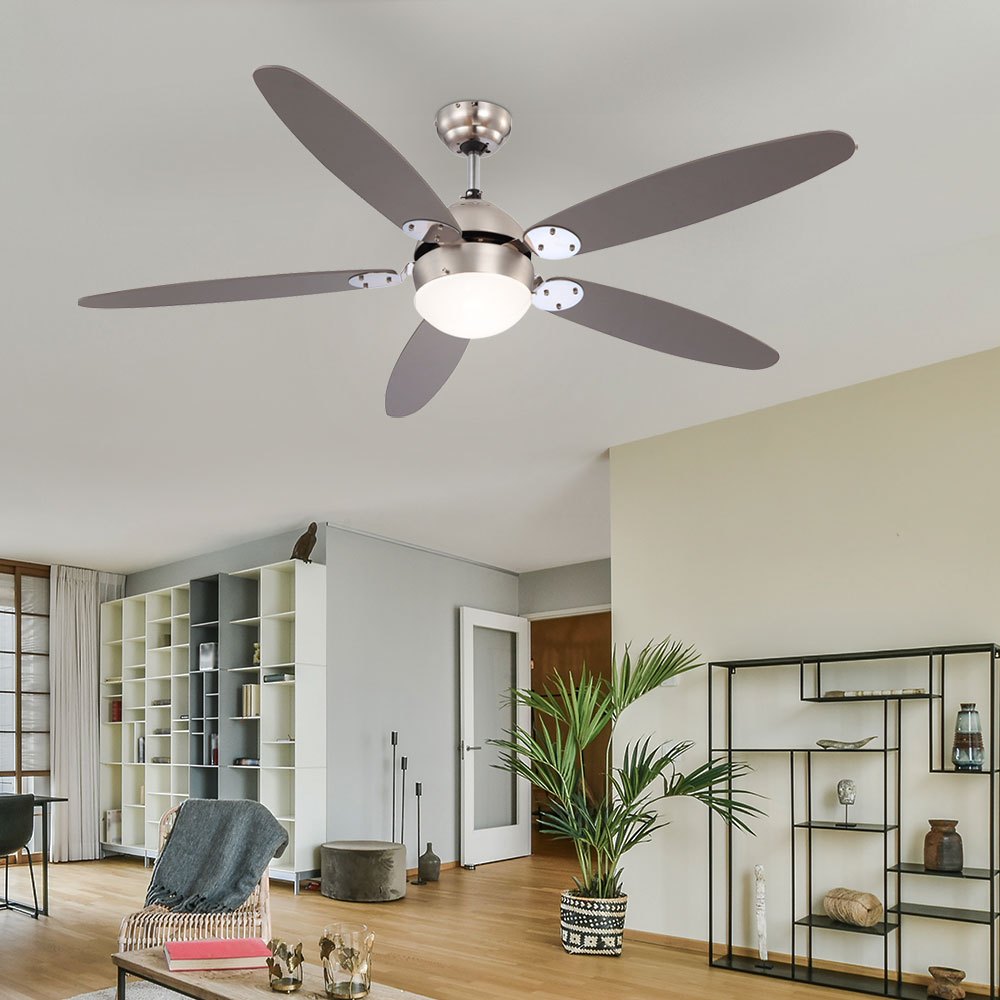 Ceiling Fan With Light, 3-speed Pull Chain Switch, Suitable For Sloped Ceilings, 1x E14 Bulb, Dimensions 132 X 40.6 Cm