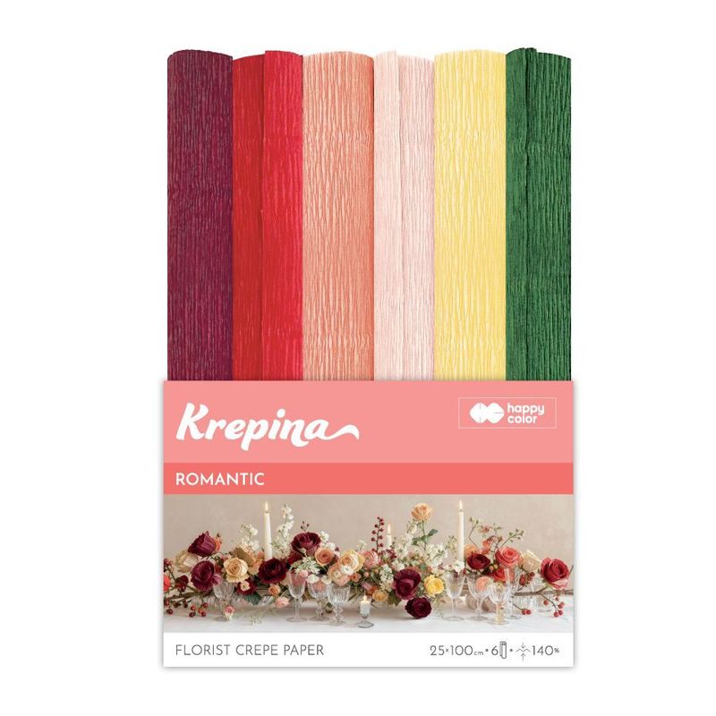 Romantic Crepe Paper, Crinkled, 25 X 100 Cm, 6pcs Set In Different Colors