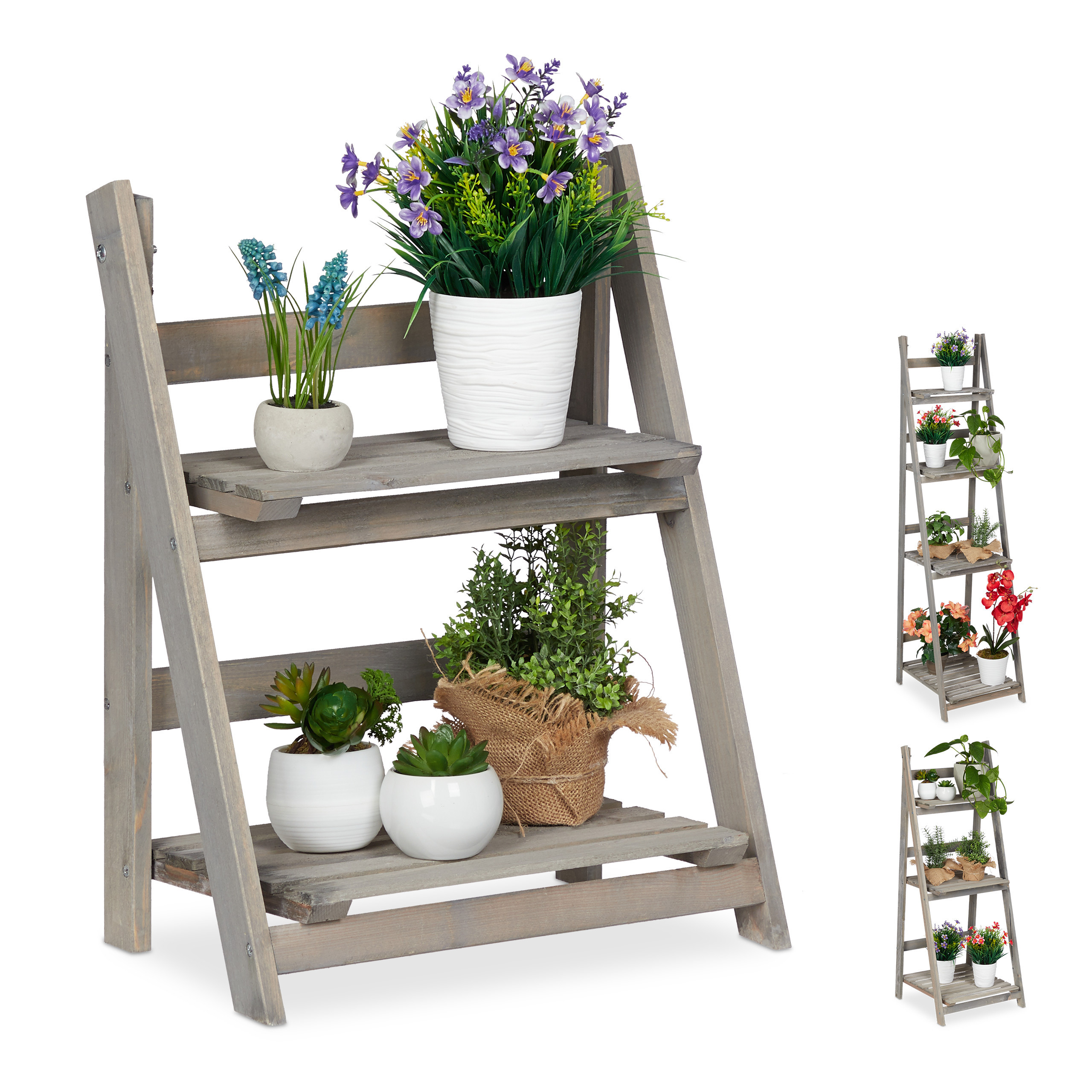 E-shop Blumentreppe in Grau - (B)41 x (H)51.5 x (T)24 cm