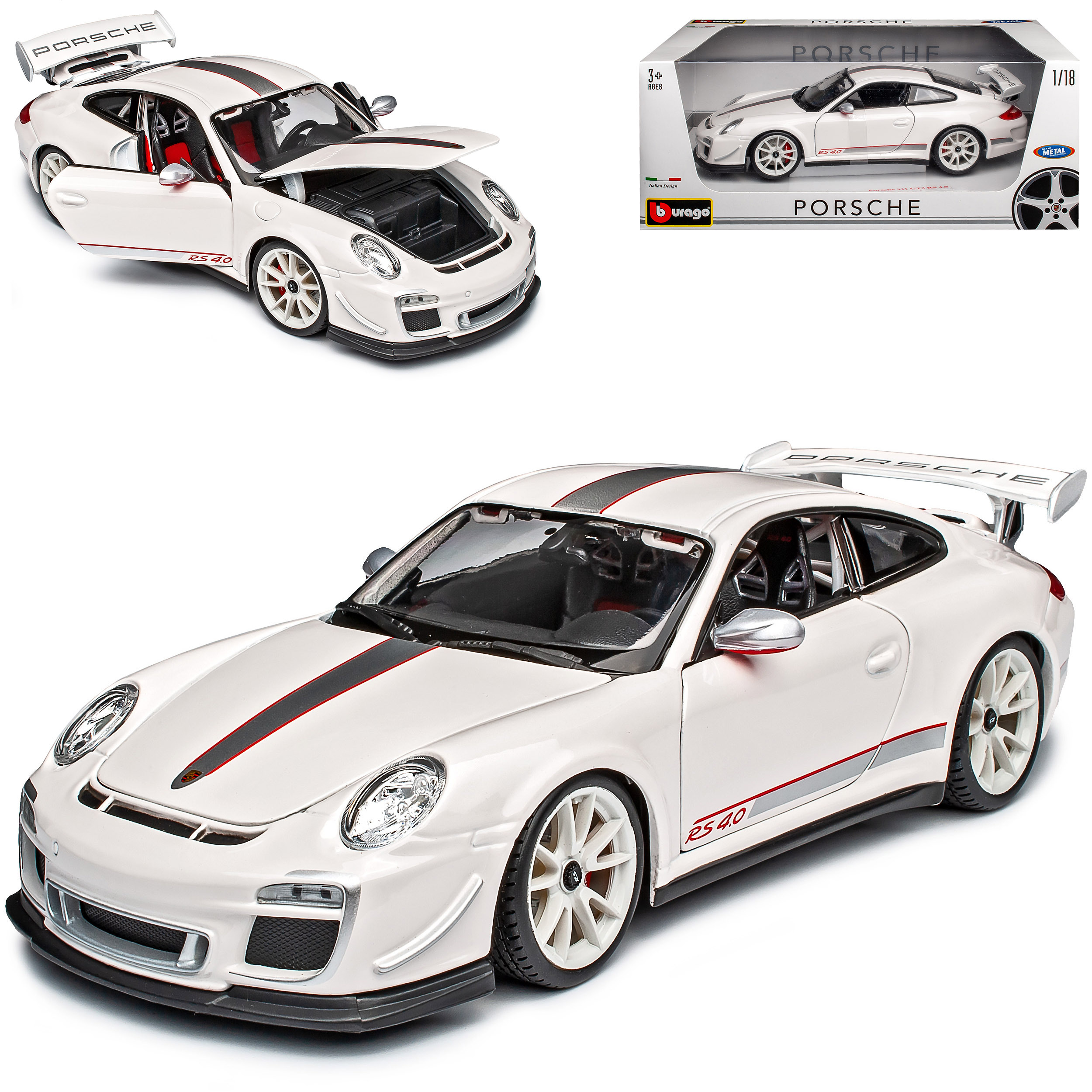 911 997 .0 Coupe White 2004-2012 1/18 Bburago Model Car