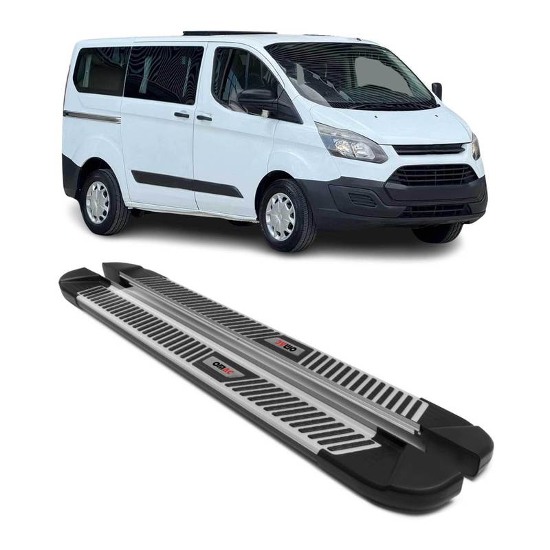 Side Steps Sills For Ford Custom Short 2012-24 Alu Black