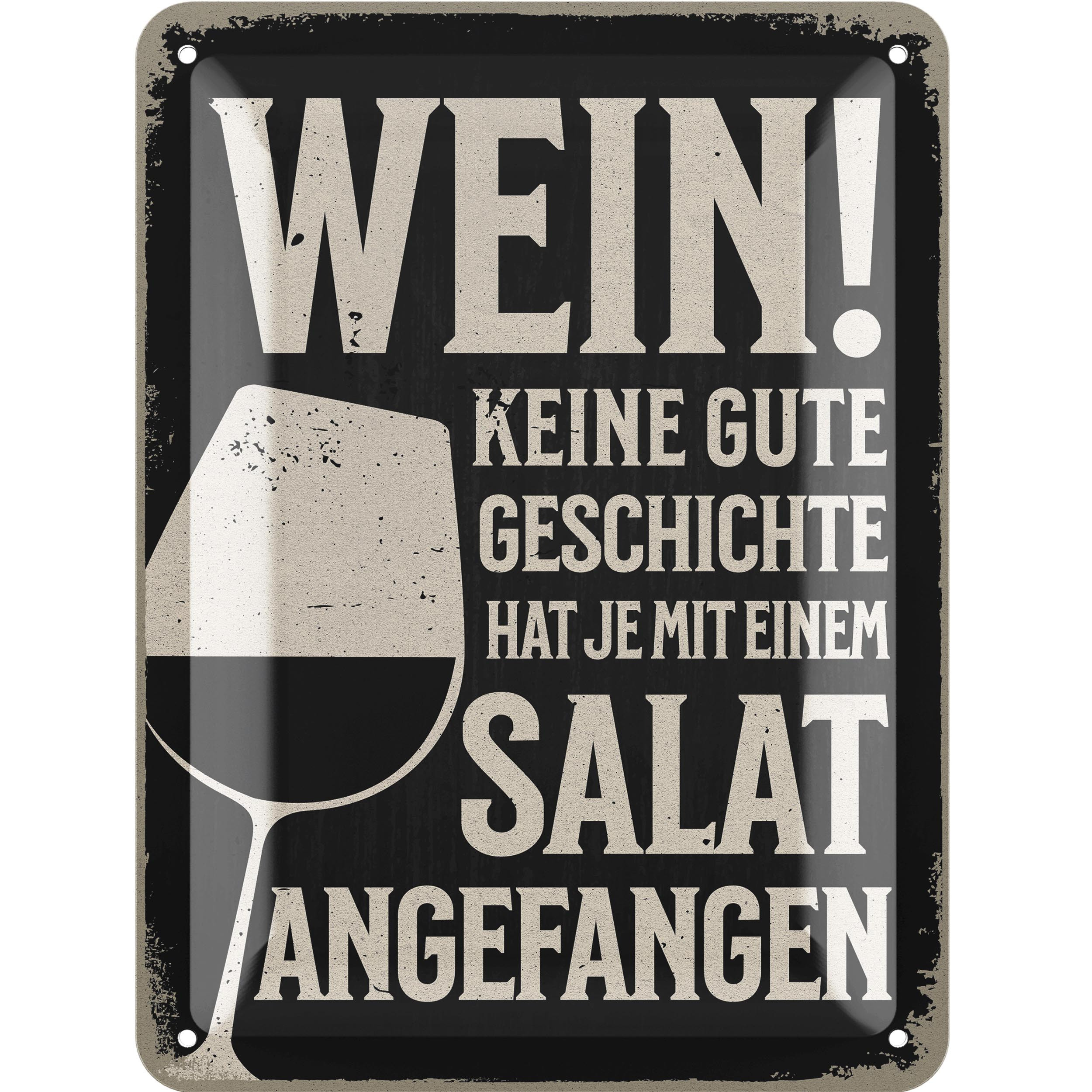 Image of Retro Tin Signs With Funny Quotes - Wine! Story Ever Started With A Salad! - Vintage Metal Sign With Quote - Kitchen Art And Shabby Chic Wall Decor For Kitchen, 15x20cm, Classic Edition
