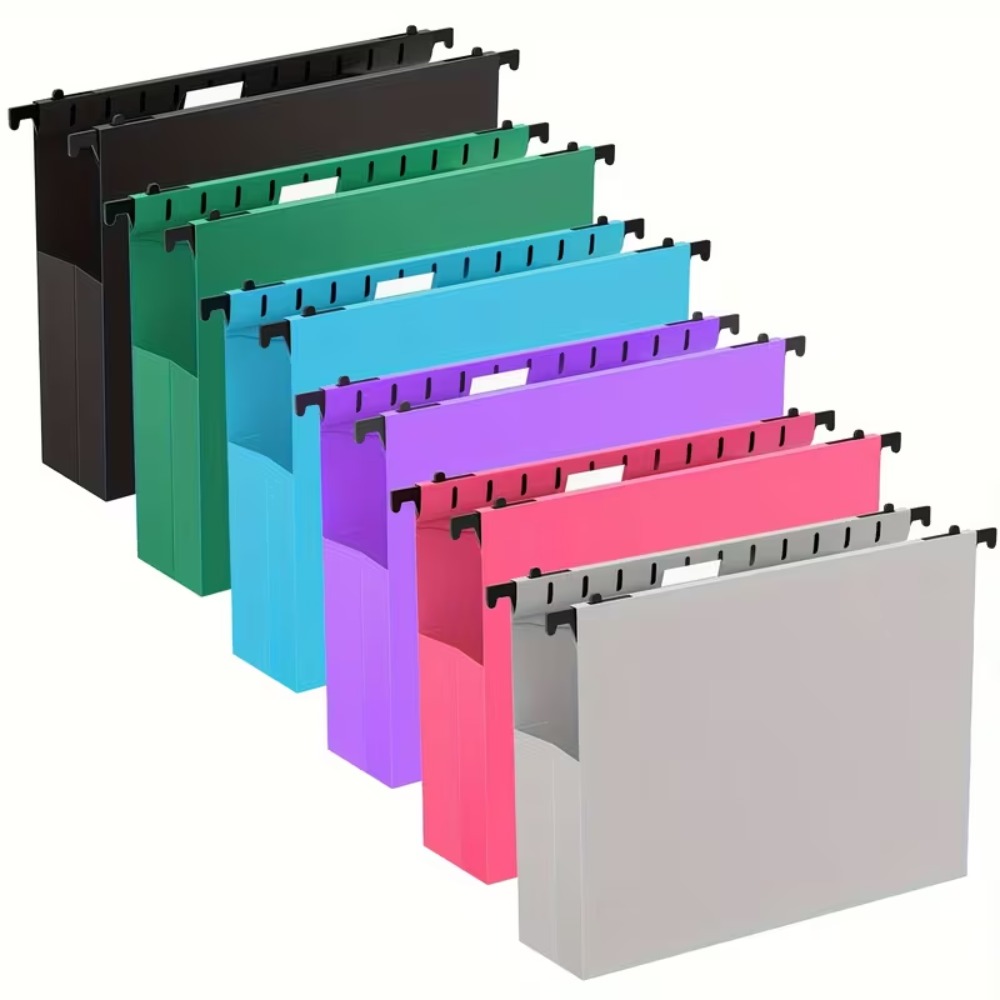 TEMU 6pcs Plastic Hanging File Folders Letter/a4 Size, 5.08 Cm Expansion Heavy Duty Hanging Folder For Bulky Files, 1/5-cut Adjustable Tabs