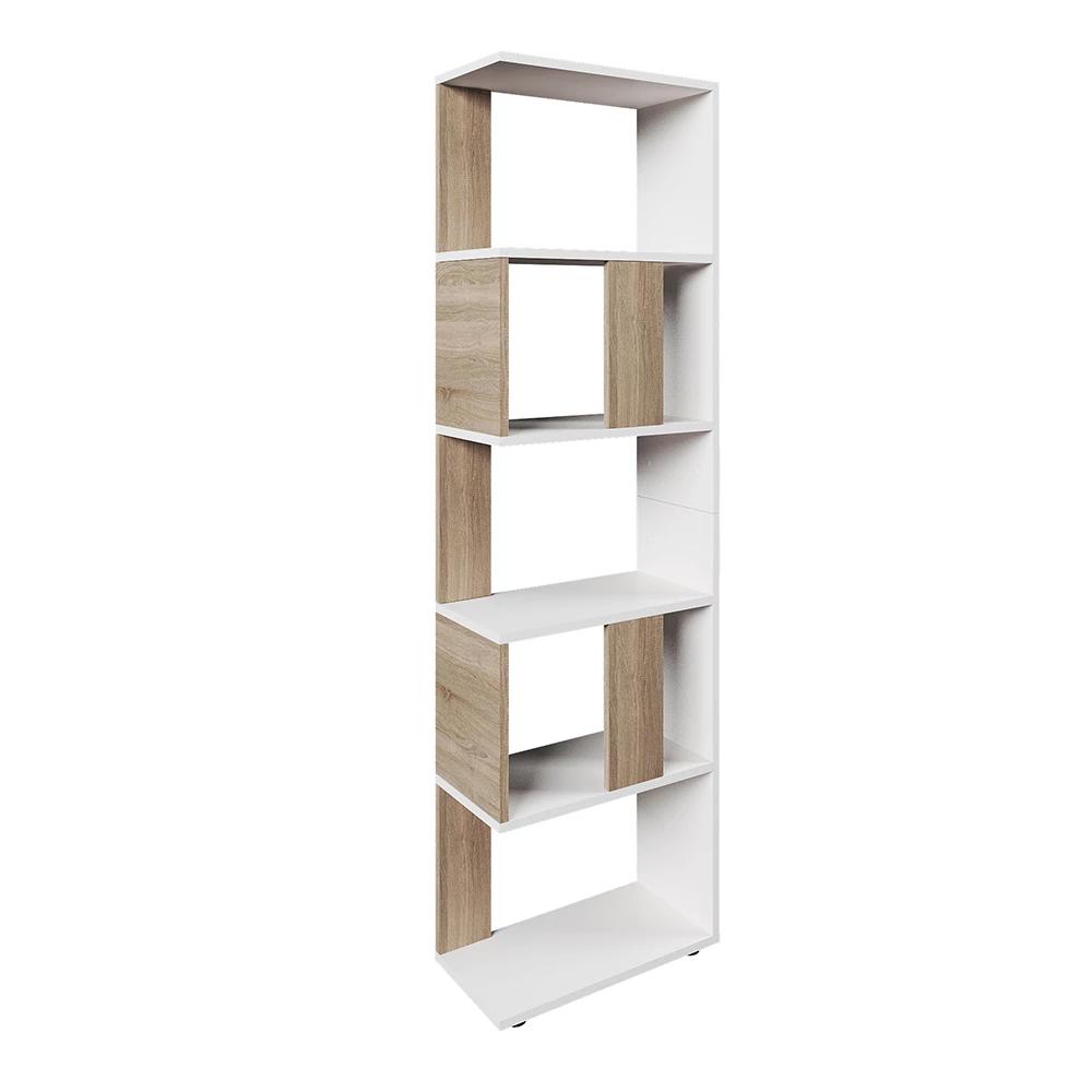 Room Divider /white 45 X 162.6 Cm Open Room Divider Standing Bookshelf Stepped Shelf Floor Shelf Chipboard, 16 Mm