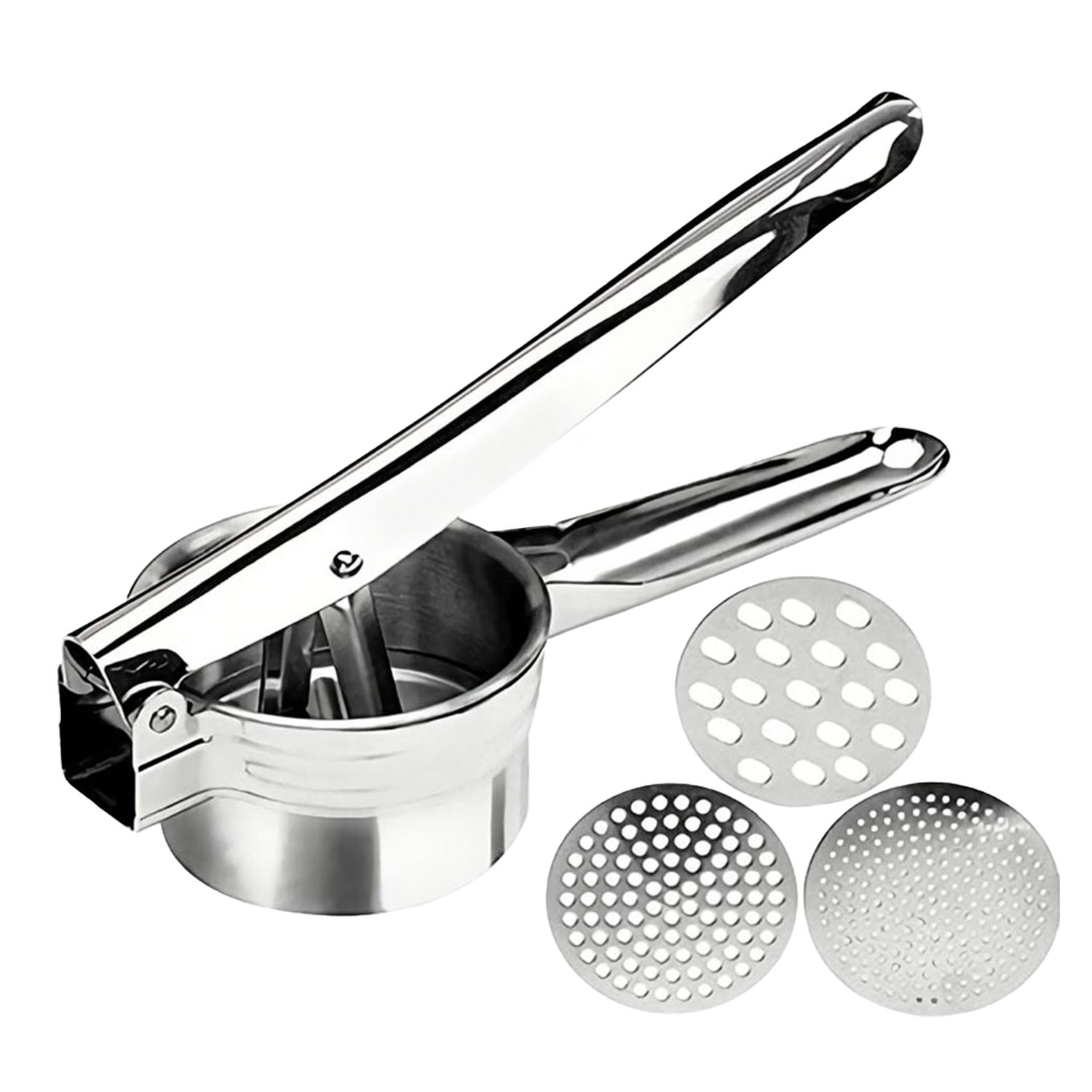 Image of Stainless Steel Potato Press & Spätzle Maker In Silvery - 26..3 X 6.8 Cm - Potato Masher Press Strainer For Fruits, Vegetables, Spätzle