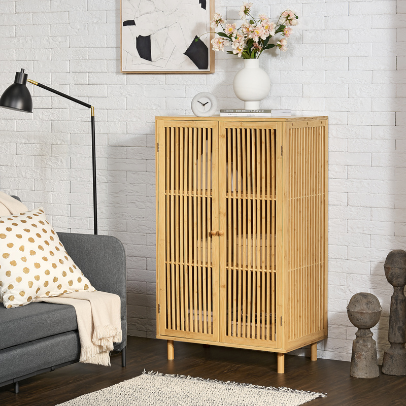 Grong Side Cabinet With 3 Bamboo Shelves, 110 X 40 Cm