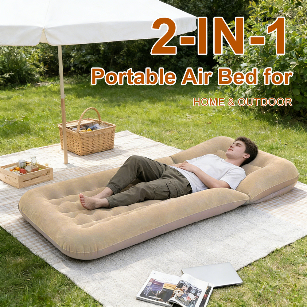 multifunctional outdoor camping folding inflatable bed portable foldable quick inflation thickened   stable load bearing with lightweight storage multi person use   car travel for camping picnic office nap     outdoor essential details 0