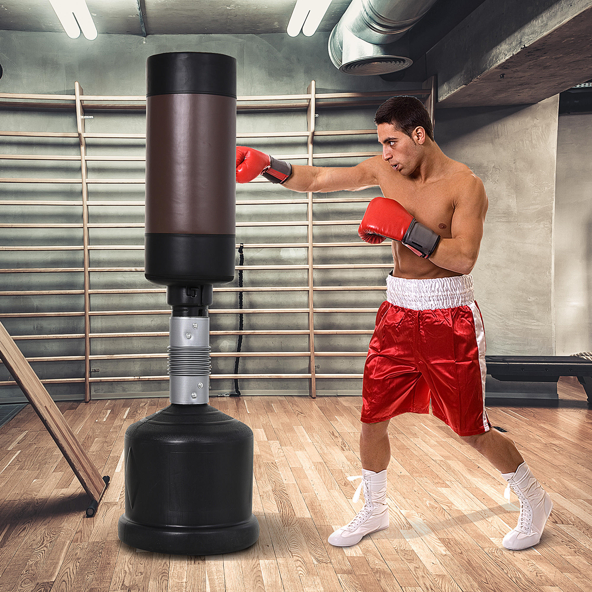 Standing Punching Bag Boxing Dummy Boxing Boxing Bag Box 158-186 Cm Height Adjustable +red