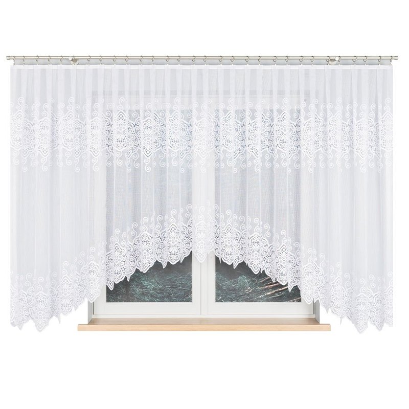 - Jacquard Curtain With A Hem At - 500x160 Cm - White