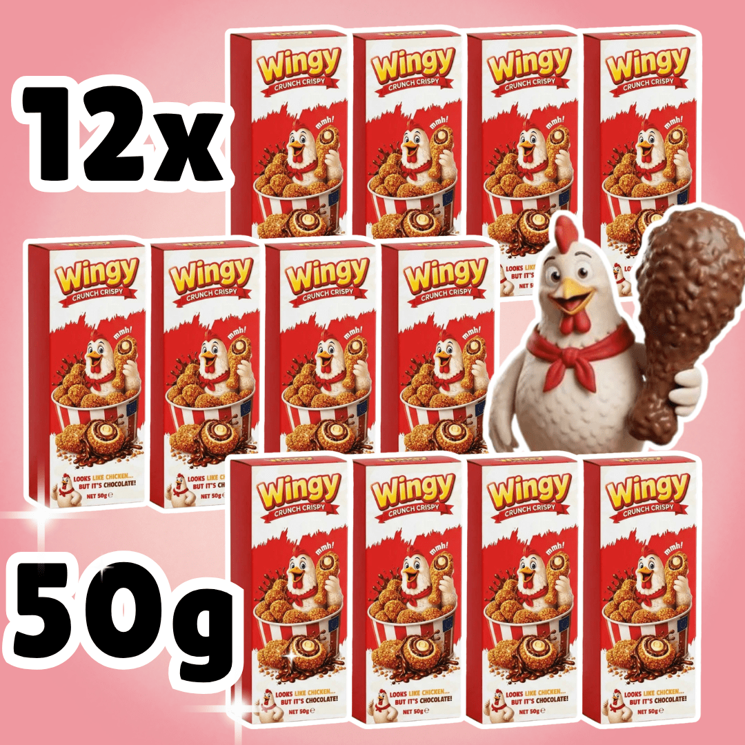 Image of 12x Wingy Crunch Crispy Chicken Chocolate Bites With Cream Filling & Caramel Cookie Pieces (12 X 50g)