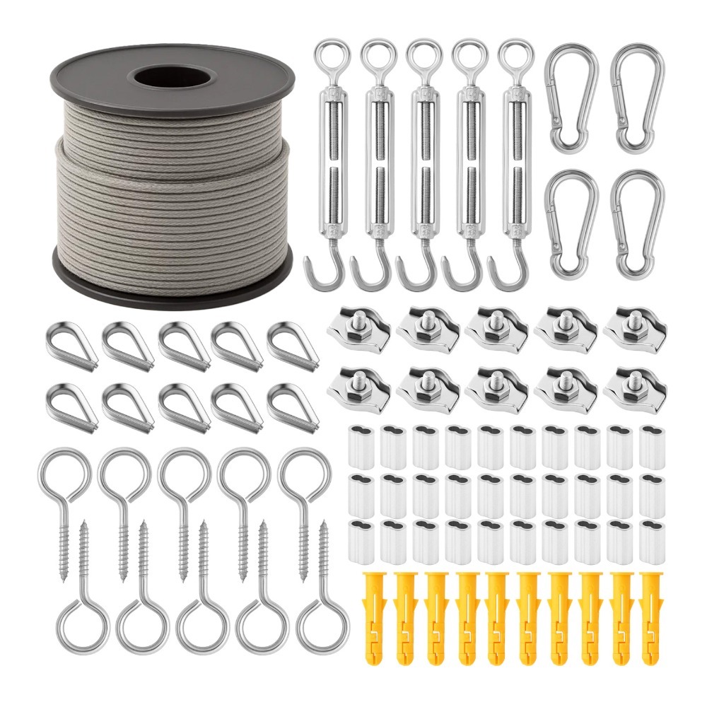 TEMU 2mm Heavy Duty Garden Wire Rope Kit 50m Stainless Steel Cable For Climbing Plants Trellis & Outdoor Lighting Pvc Coated 304 Steel Wire With