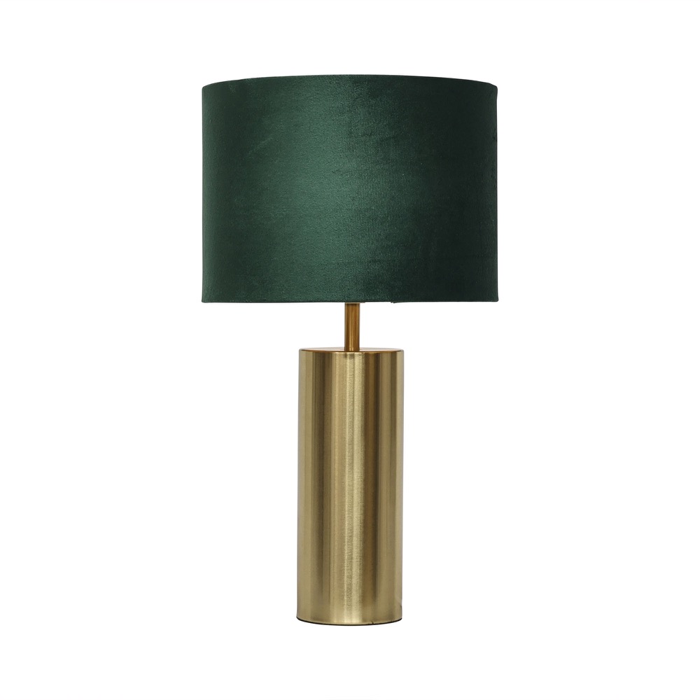 First Choice Lighting Amber - Gold Touch Operated 40cm Table Lamp with Green Velvet Shade