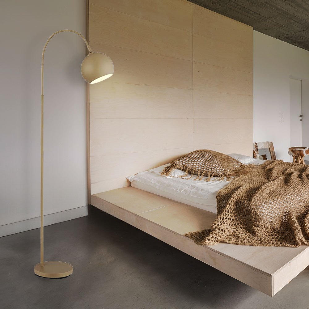 Floor Lamp Arch Lamp Floor Lamp Sand-colored Arch Lamp Living Room, Metal, 1x E27 Socket, Lxbxh 46x25x150 Cm