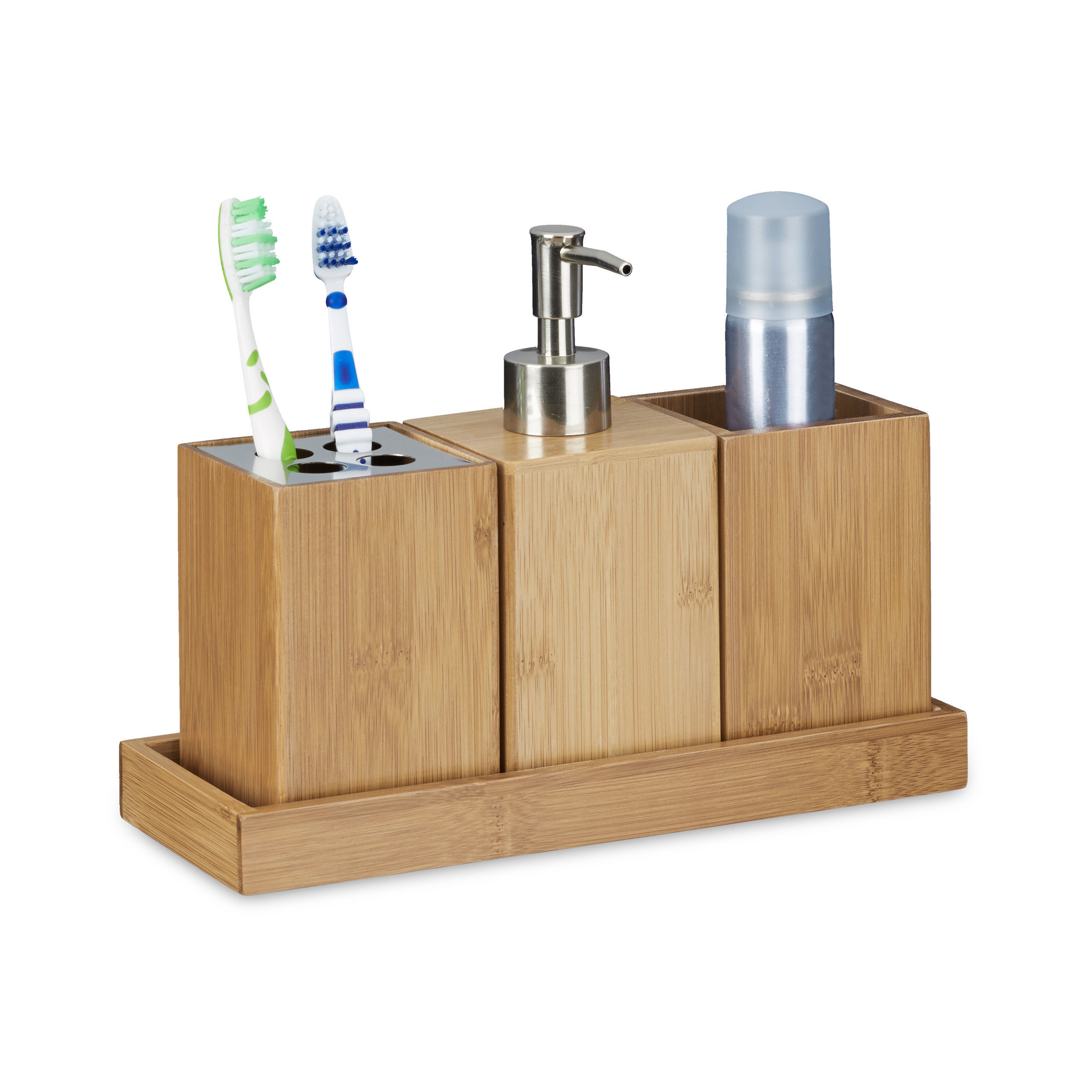 4-tlg. Badaccessoires Set In Natur