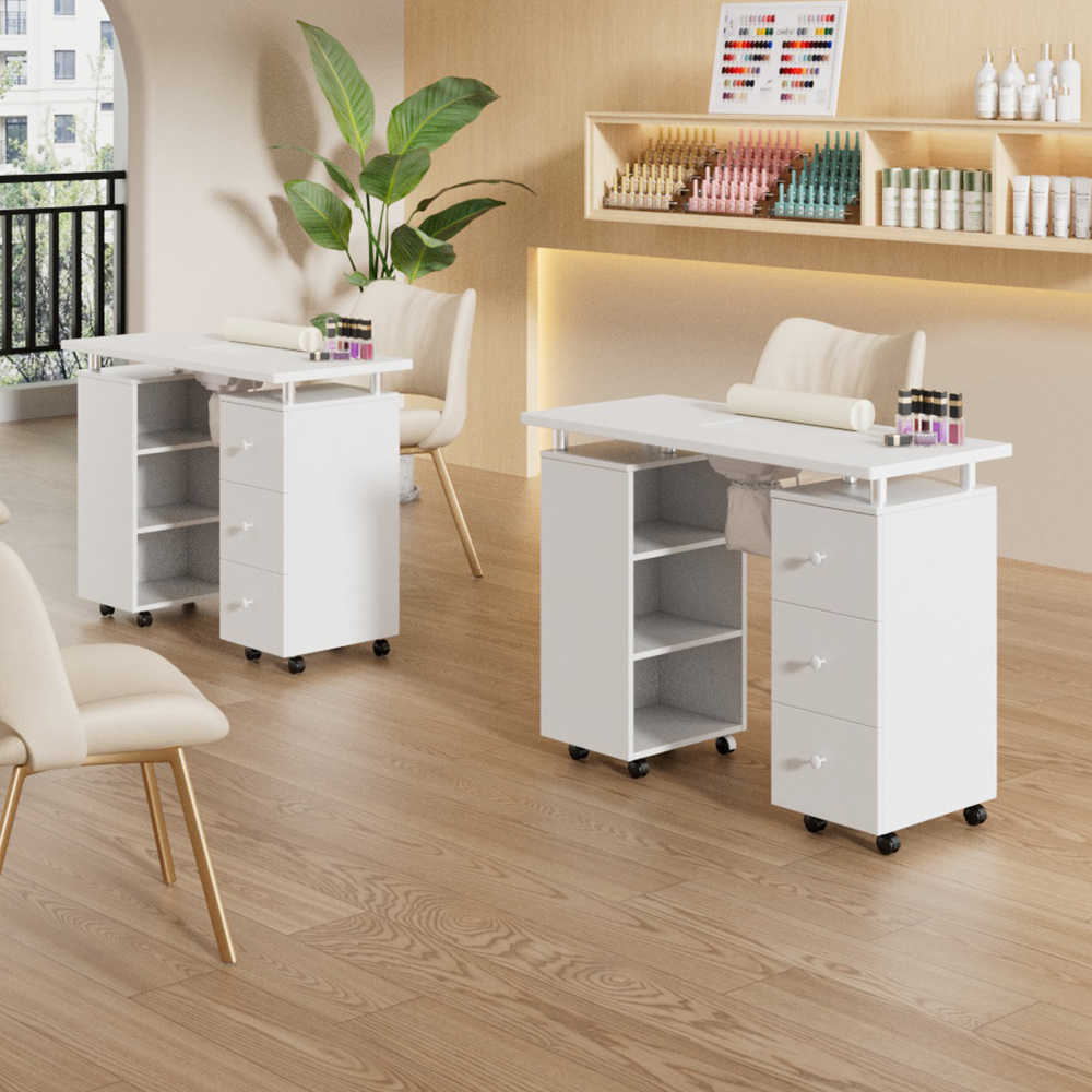 Professional Mobile Manicure Table with Storage Cabinet