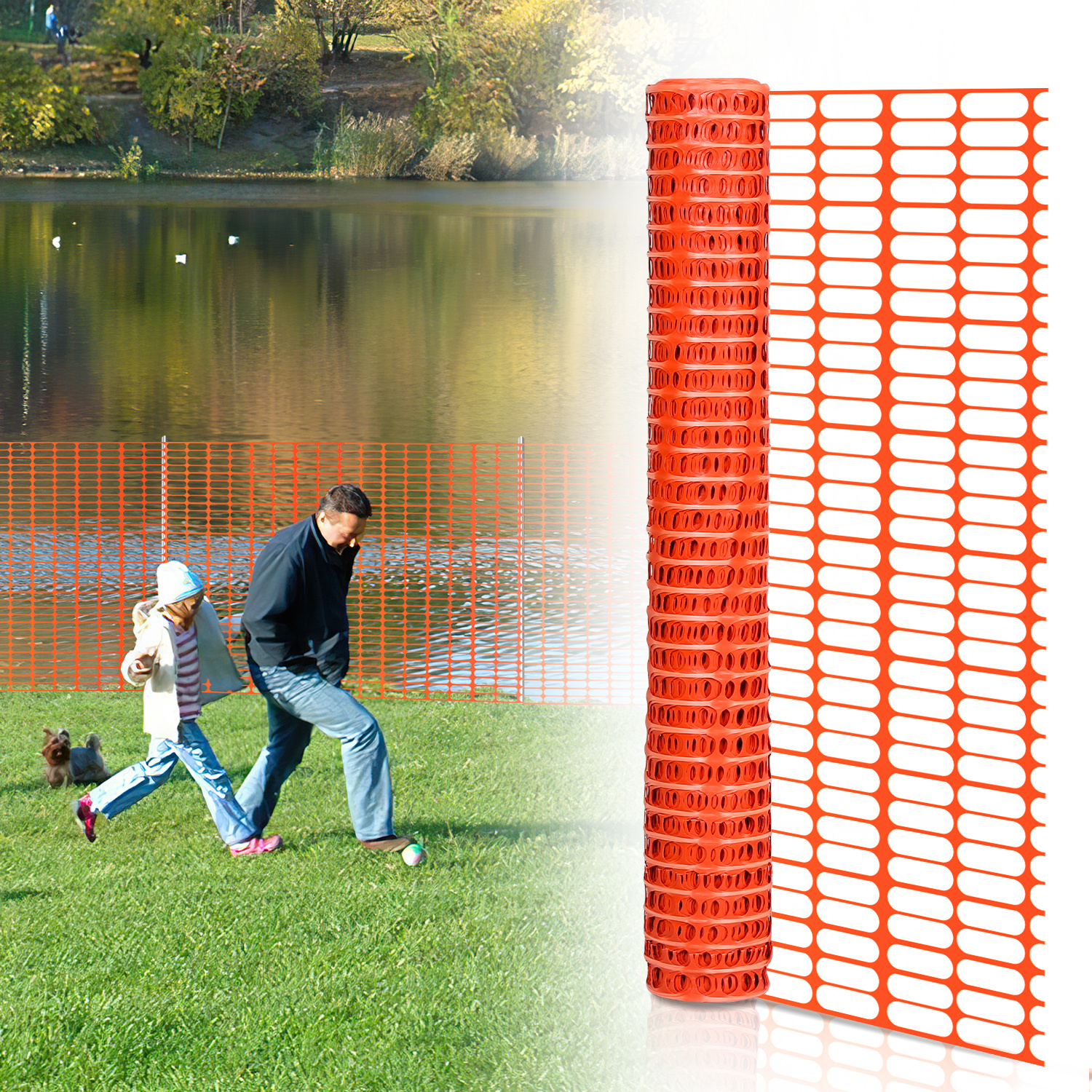 

Barrier Fence For Home & Public Areas, 1x50m, Construction Fence Warning Net, Protective Net Made Of Plastic, Cut, , Chicken Fence, Poultry Fence For Poultry Enclosures, Green/orange