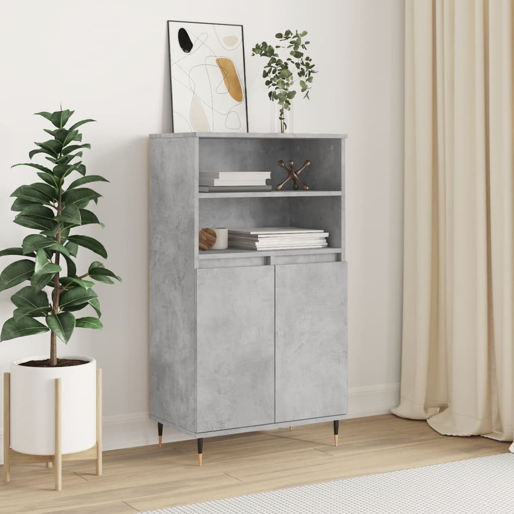 Image of Vidaxl , Sideboard With 6 Compartments, Cabinet With Metal Feet, Dresser Cabinet For Living Room, Modern, Concrete Gray Wood