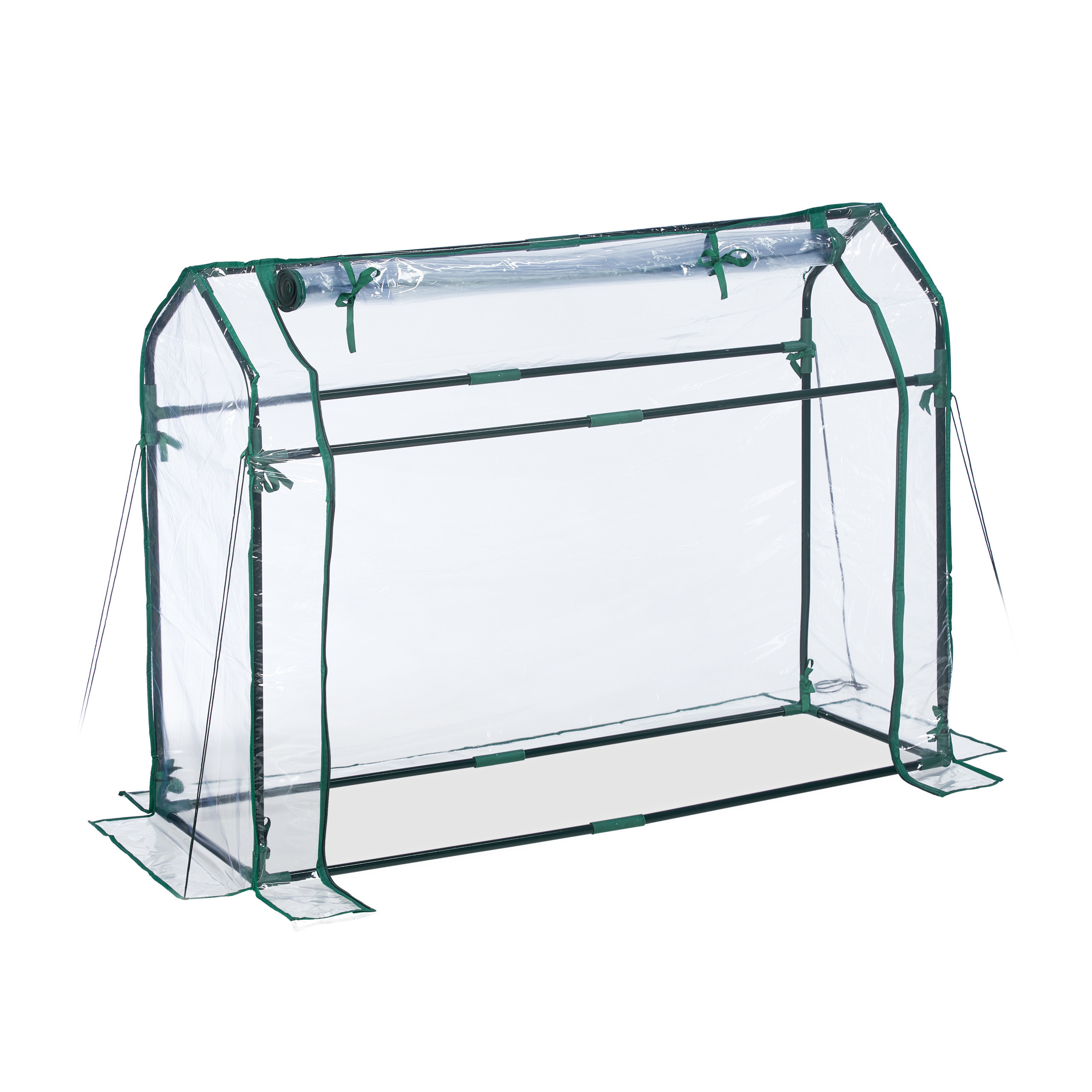 Image of Pvc Film Greenhouse, Transparent, 92 X 124 X 42 Cm, Roll-up Door, Plug-in System, , Without Floor, Dark Green Cover, For Balcony, Terrace, And Garden, Greenhouse, Plant House, Relaxdays