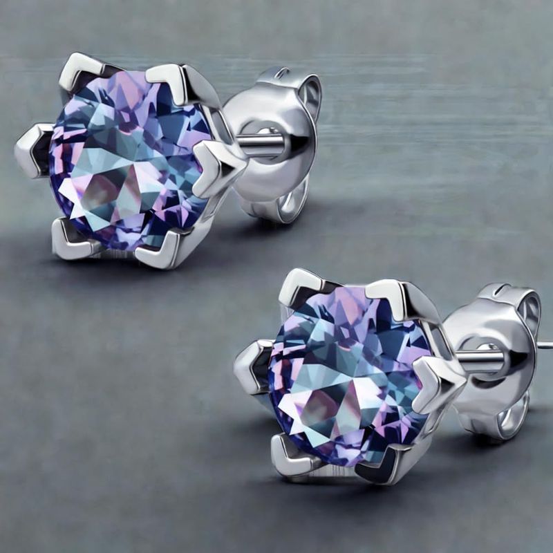 MGJ™ 925 Sterling Silver Colour-Change Alexandrite Stud Earrings