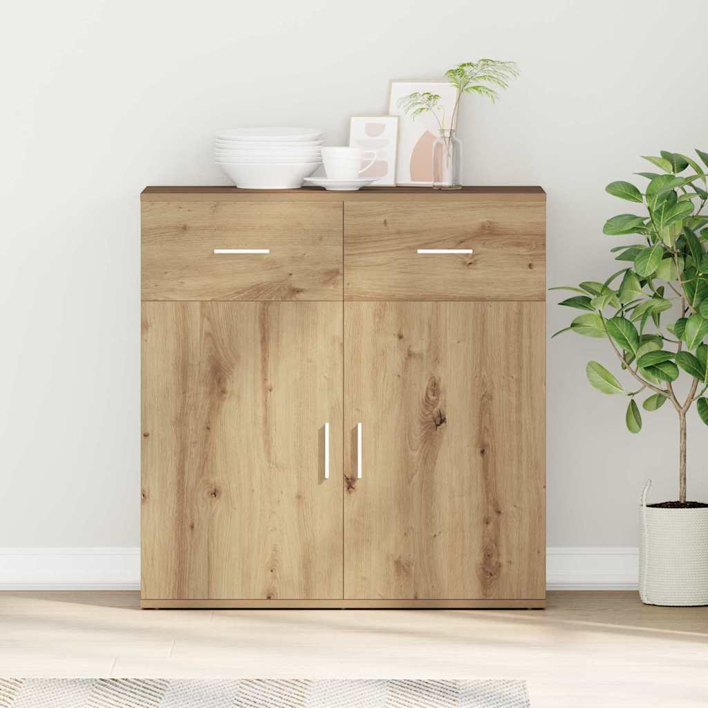 Vidaxl Sideboard - Oak 78 X 38 X 80 Cm Wood Material, Modern Rectangular Wood Sideboard, Stylish Dining Room Cabinet, Functional Organizer