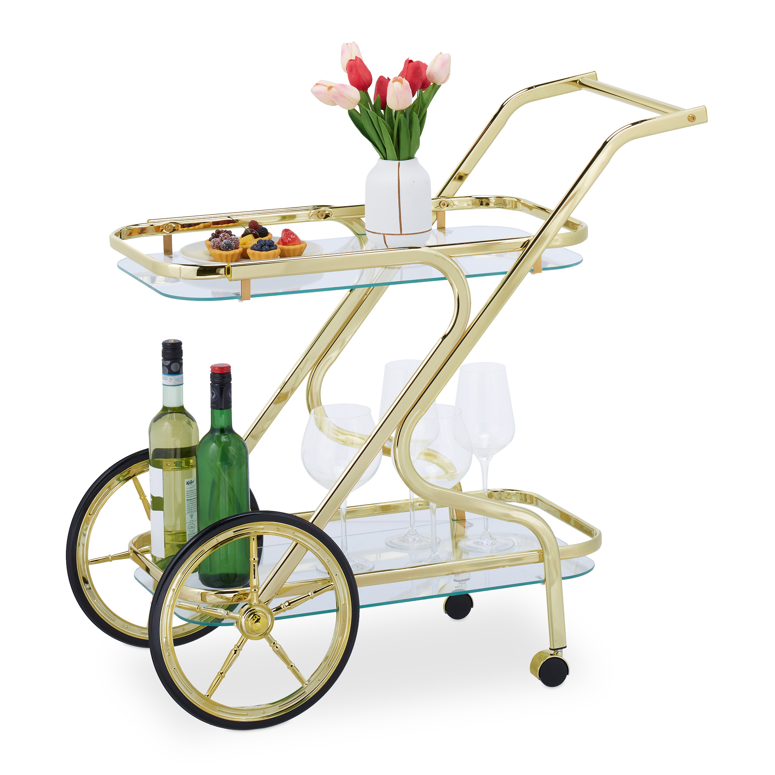 Image of Brass Serving Cart - (w)43 X (h)80 X (d)85 Cm